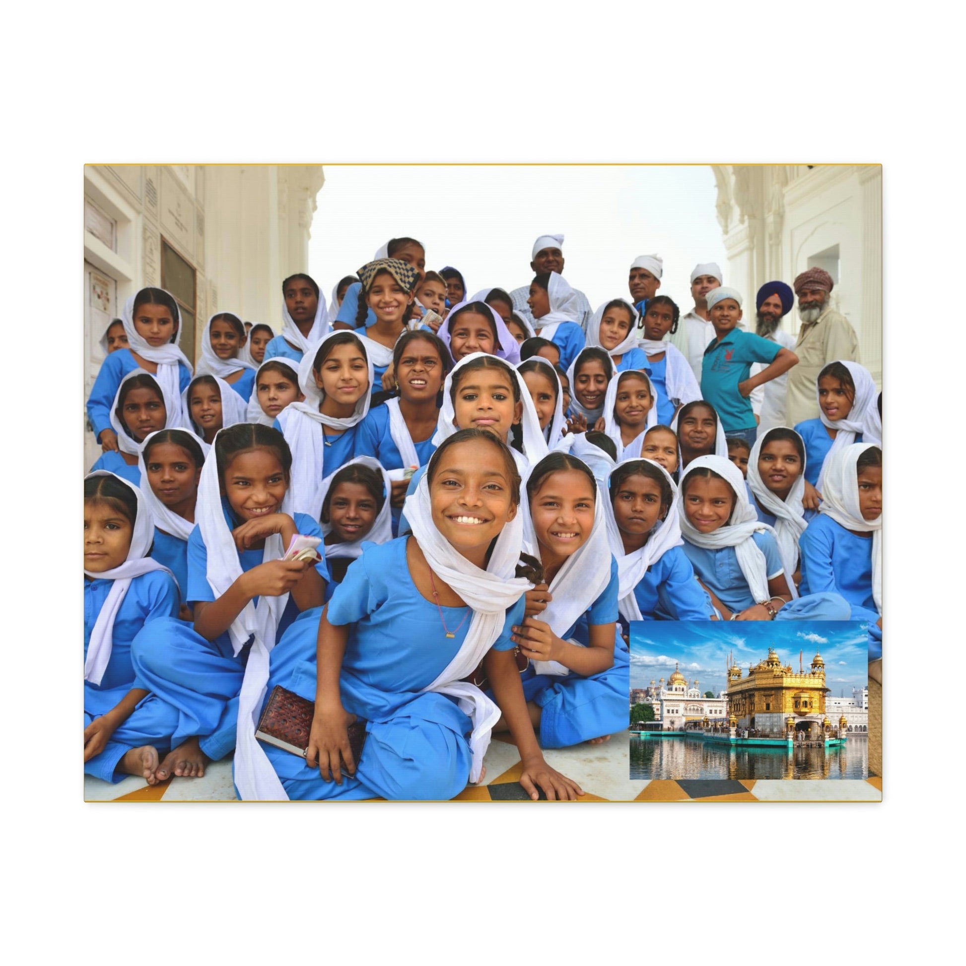 Printed in USA - Canvas Gallery Wraps - The Golden Temple School in Amritsar, Punjab - India - Sikhsm - Green Forest Home