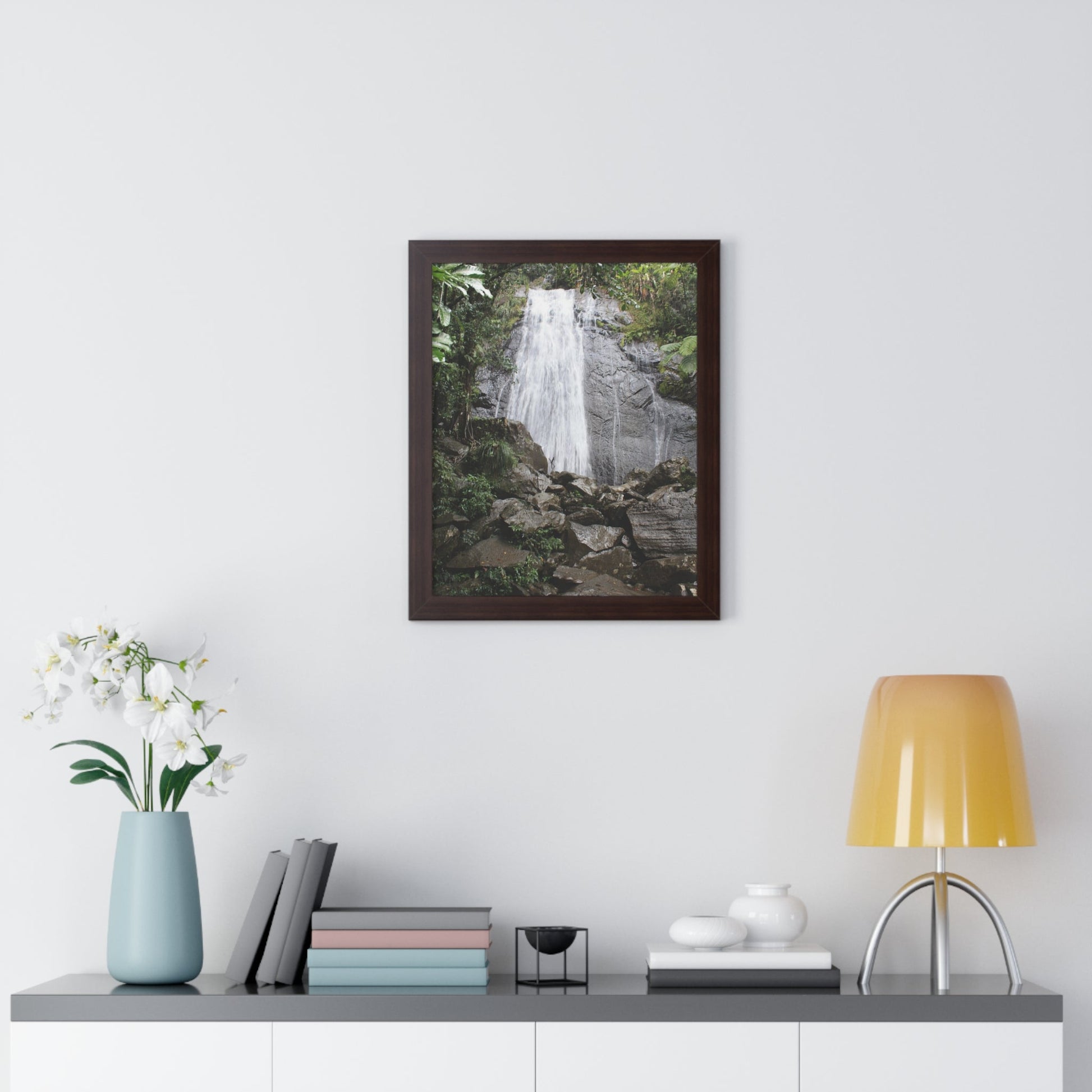 Rainforest Trails & Views - Gallery Canvas Wraps, Framed Vertical Poster - El Yunque National Forest - Puerto Rico - La Coca Falls on PR 191 road - Green Forest Home