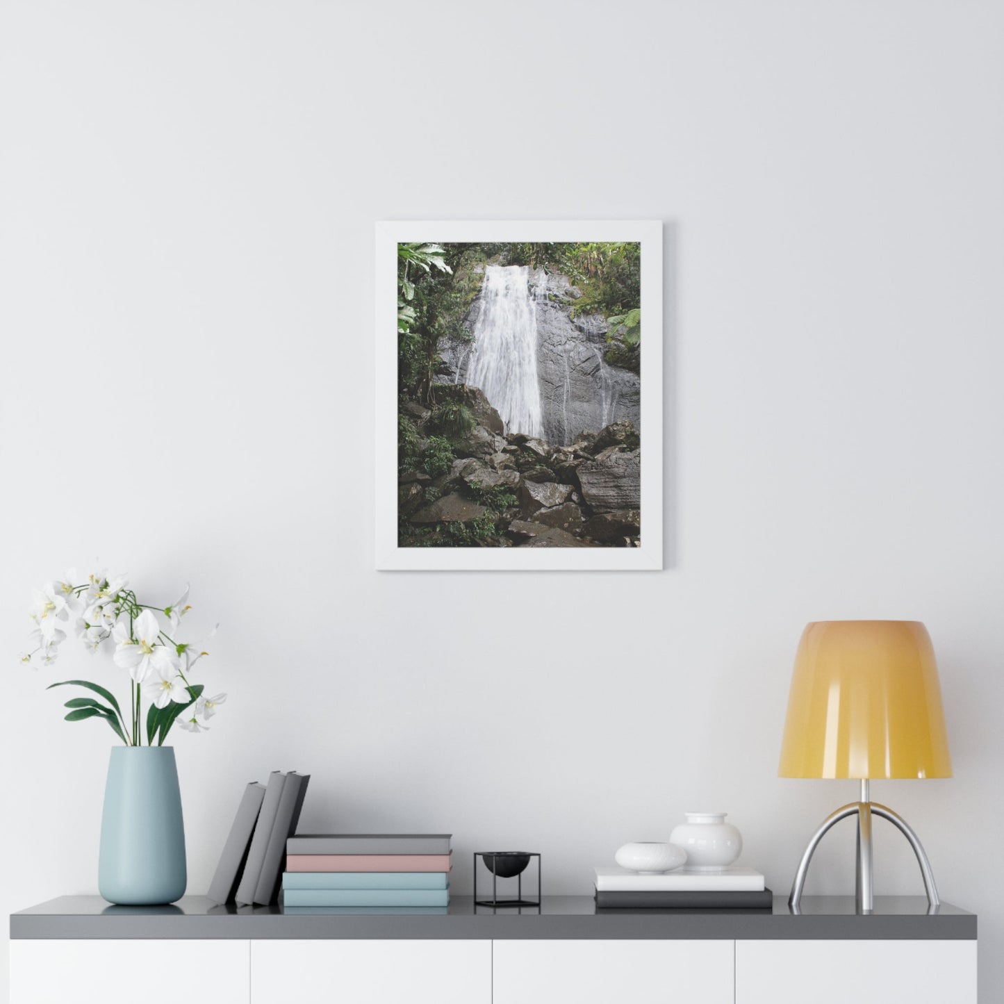 Rainforest Trails & Views - Gallery Canvas Wraps, Framed Vertical Poster - El Yunque National Forest - Puerto Rico - La Coca Falls on PR 191 road - Green Forest Home