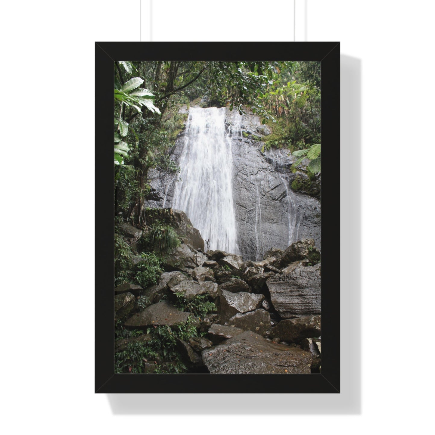 Rainforest Trails & Views - Gallery Canvas Wraps, Framed Vertical Poster - El Yunque National Forest - Puerto Rico - La Coca Falls on PR 191 road - Green Forest Home