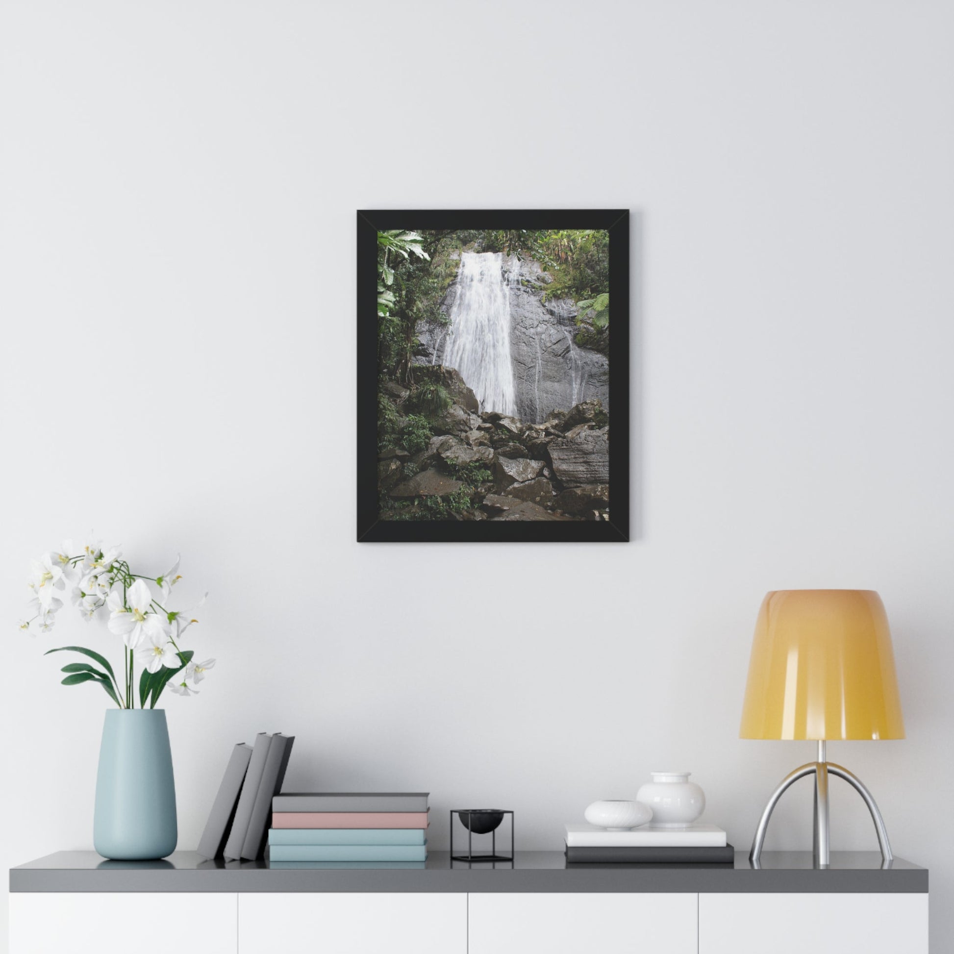 Rainforest Trails & Views - Gallery Canvas Wraps, Framed Vertical Poster - El Yunque National Forest - Puerto Rico - La Coca Falls on PR 191 road - Green Forest Home