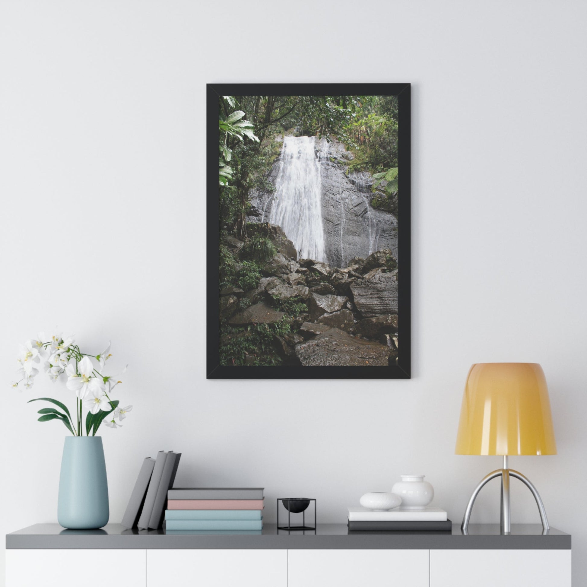 Rainforest Trails & Views - Gallery Canvas Wraps, Framed Vertical Poster - El Yunque National Forest - Puerto Rico - La Coca Falls on PR 191 road - Green Forest Home