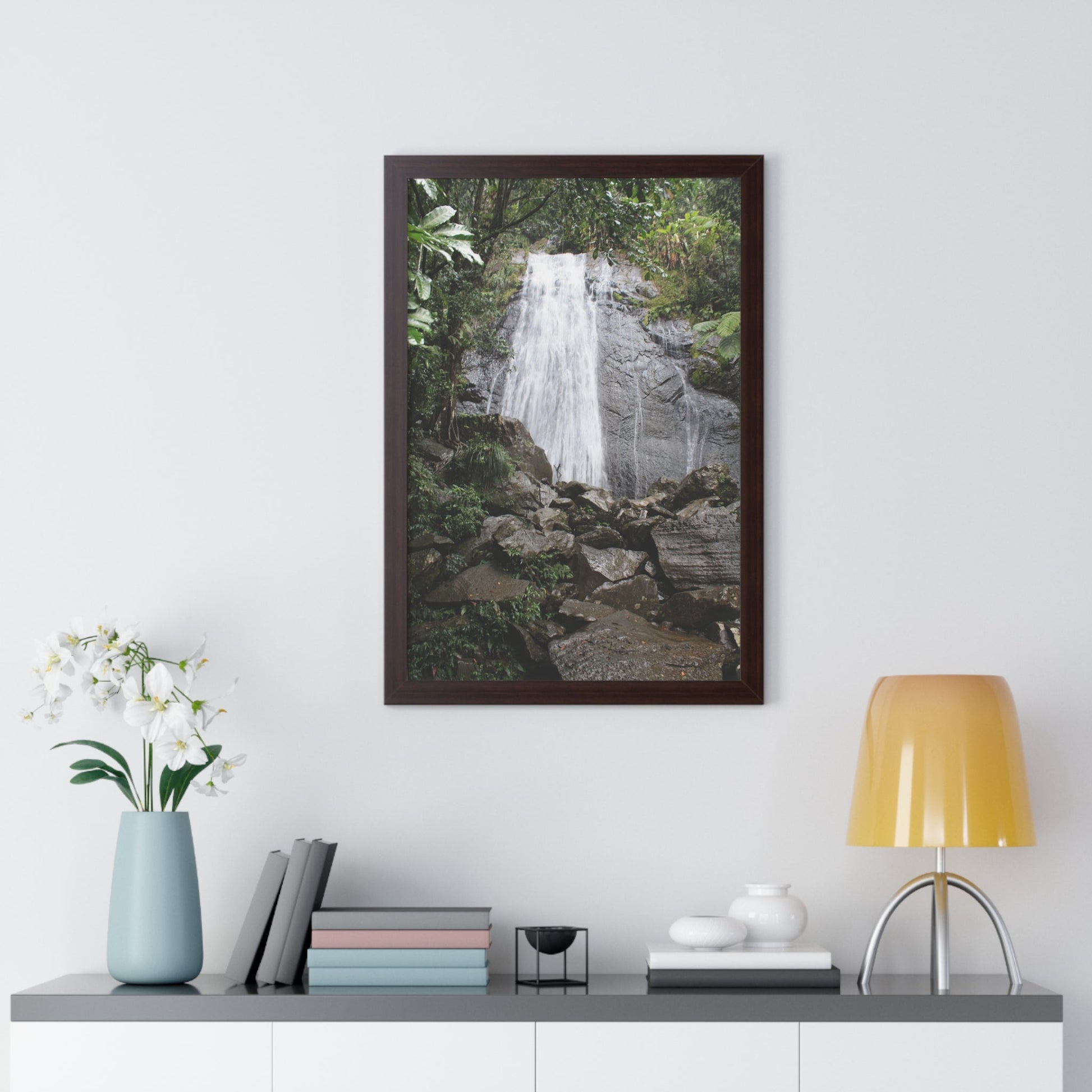 Rainforest Trails & Views - Gallery Canvas Wraps, Framed Vertical Poster - El Yunque National Forest - Puerto Rico - La Coca Falls on PR 191 road - Green Forest Home