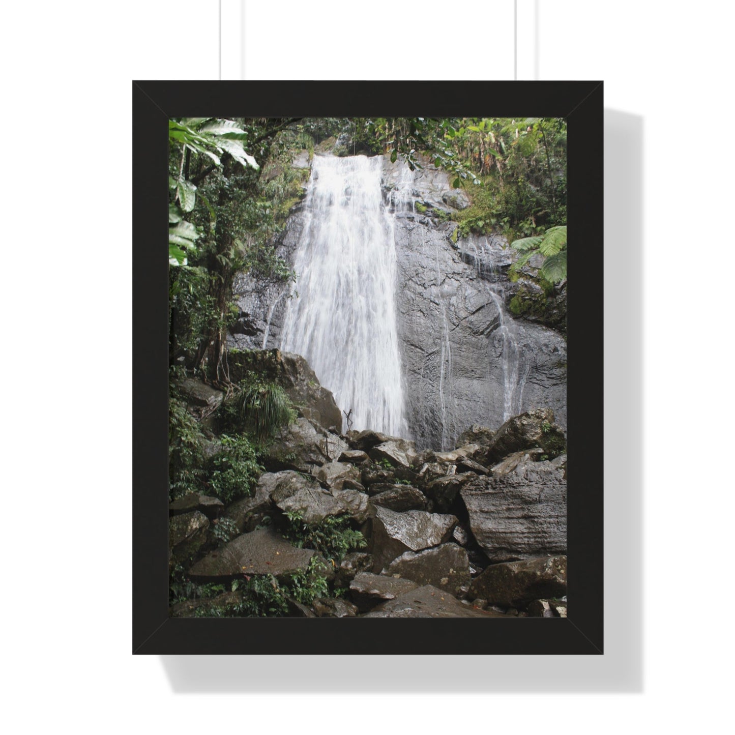 Rainforest Trails & Views - Gallery Canvas Wraps, Framed Vertical Poster - El Yunque National Forest - Puerto Rico - La Coca Falls on PR 191 road - Green Forest Home