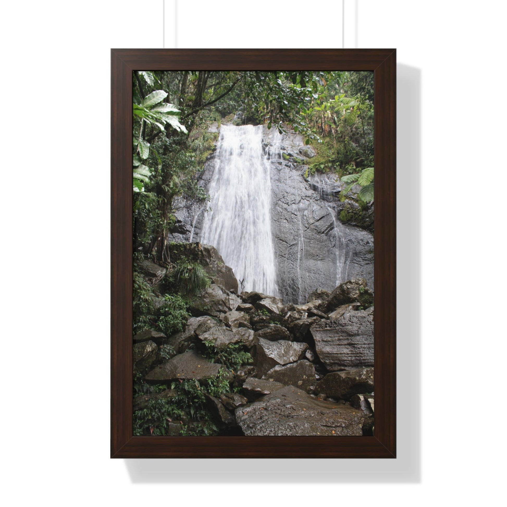 Rainforest Trails & Views - Gallery Canvas Wraps, Framed Vertical Poster - El Yunque National Forest - Puerto Rico - La Coca Falls on PR 191 road - Green Forest Home