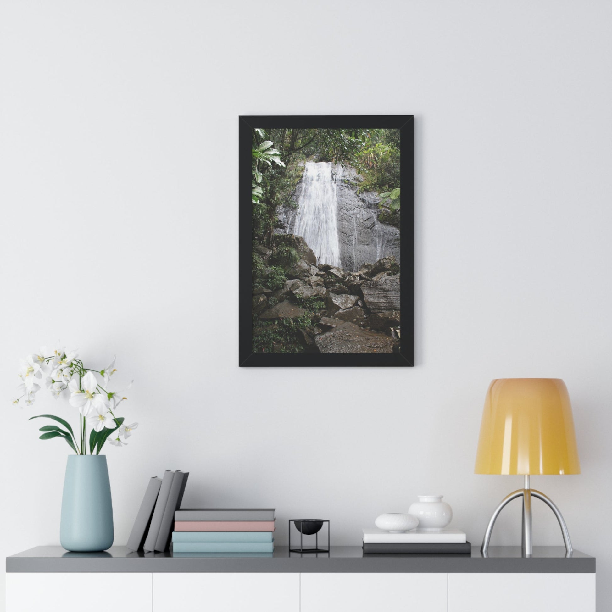 Rainforest Trails & Views - Gallery Canvas Wraps, Framed Vertical Poster - El Yunque National Forest - Puerto Rico - La Coca Falls on PR 191 road - Green Forest Home