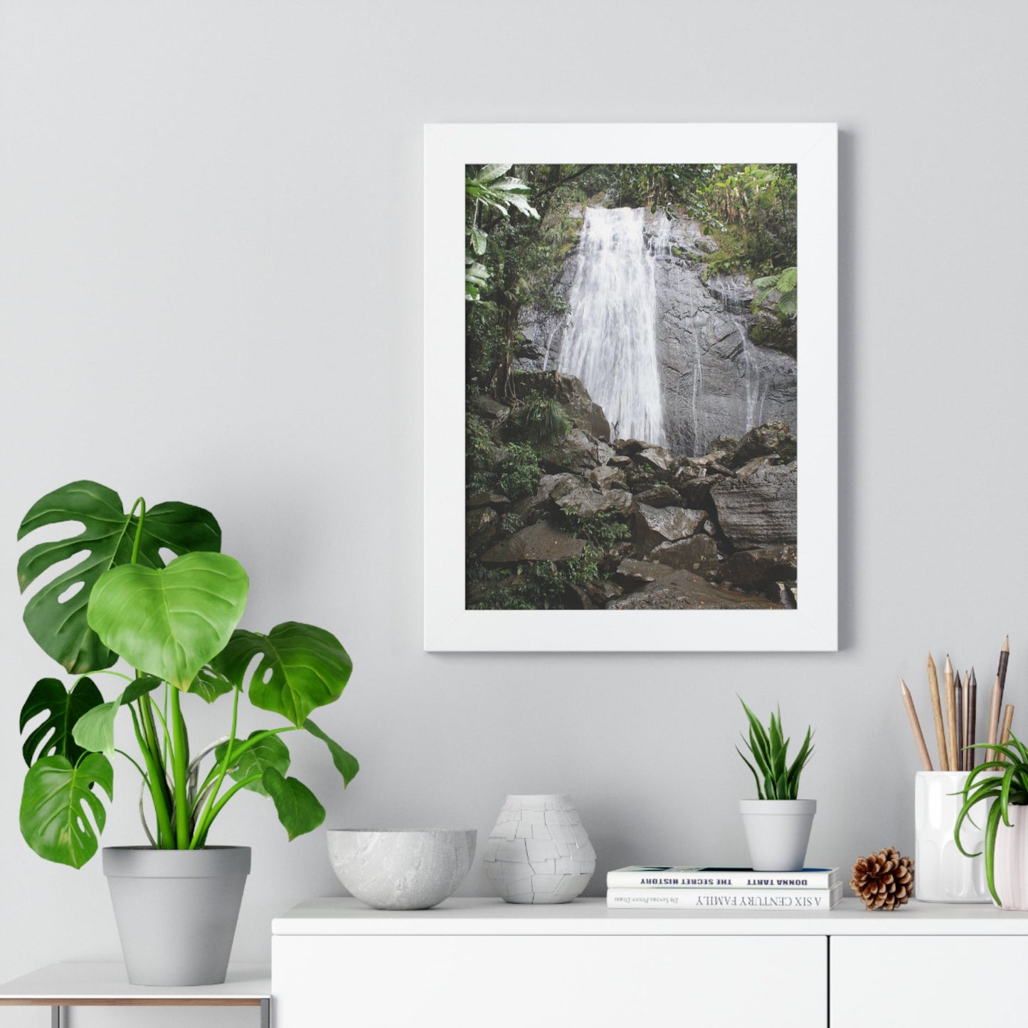 Rainforest Trails & Views - Gallery Canvas Wraps, Framed Vertical Poster - El Yunque National Forest - Puerto Rico - La Coca Falls on PR 191 road - Green Forest Home