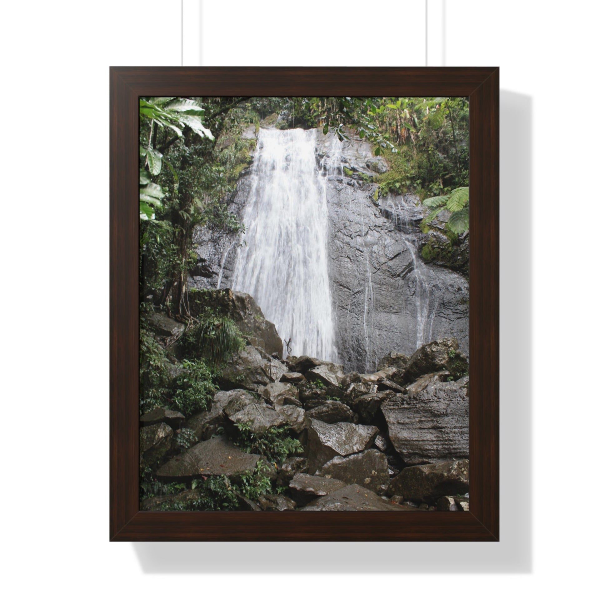 Rainforest Trails & Views - Gallery Canvas Wraps, Framed Vertical Poster - El Yunque National Forest - Puerto Rico - La Coca Falls on PR 191 road - Green Forest Home