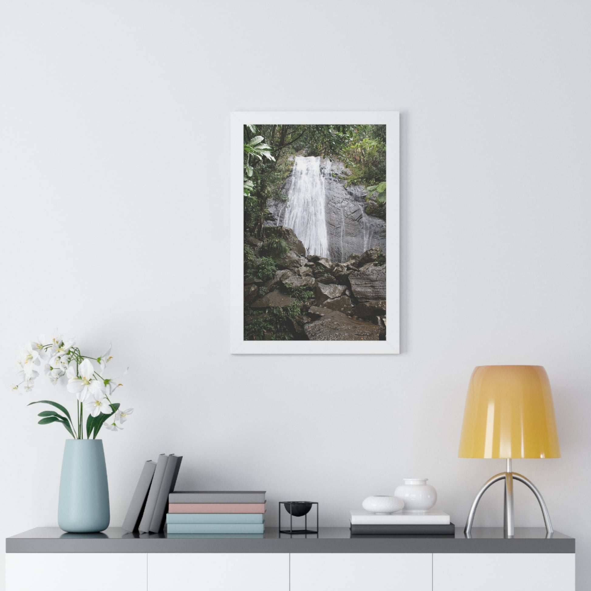 Rainforest Trails & Views - Gallery Canvas Wraps, Framed Vertical Poster - El Yunque National Forest - Puerto Rico - La Coca Falls on PR 191 road - Green Forest Home