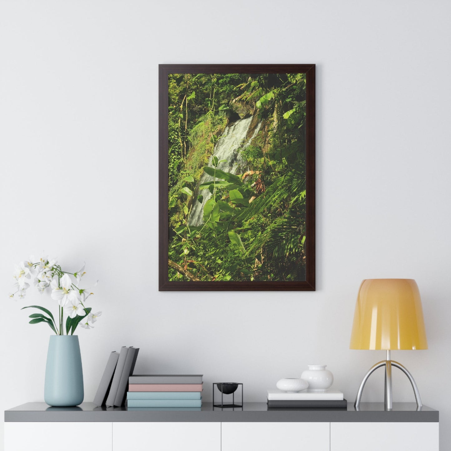 Rainforest Trails & Views - Gallery Canvas Wraps, Framed Vertical Poster - El Yunque National Forest - Puerto Rico - La Coca waterfall sideways - PR 191 - Green Forest Home