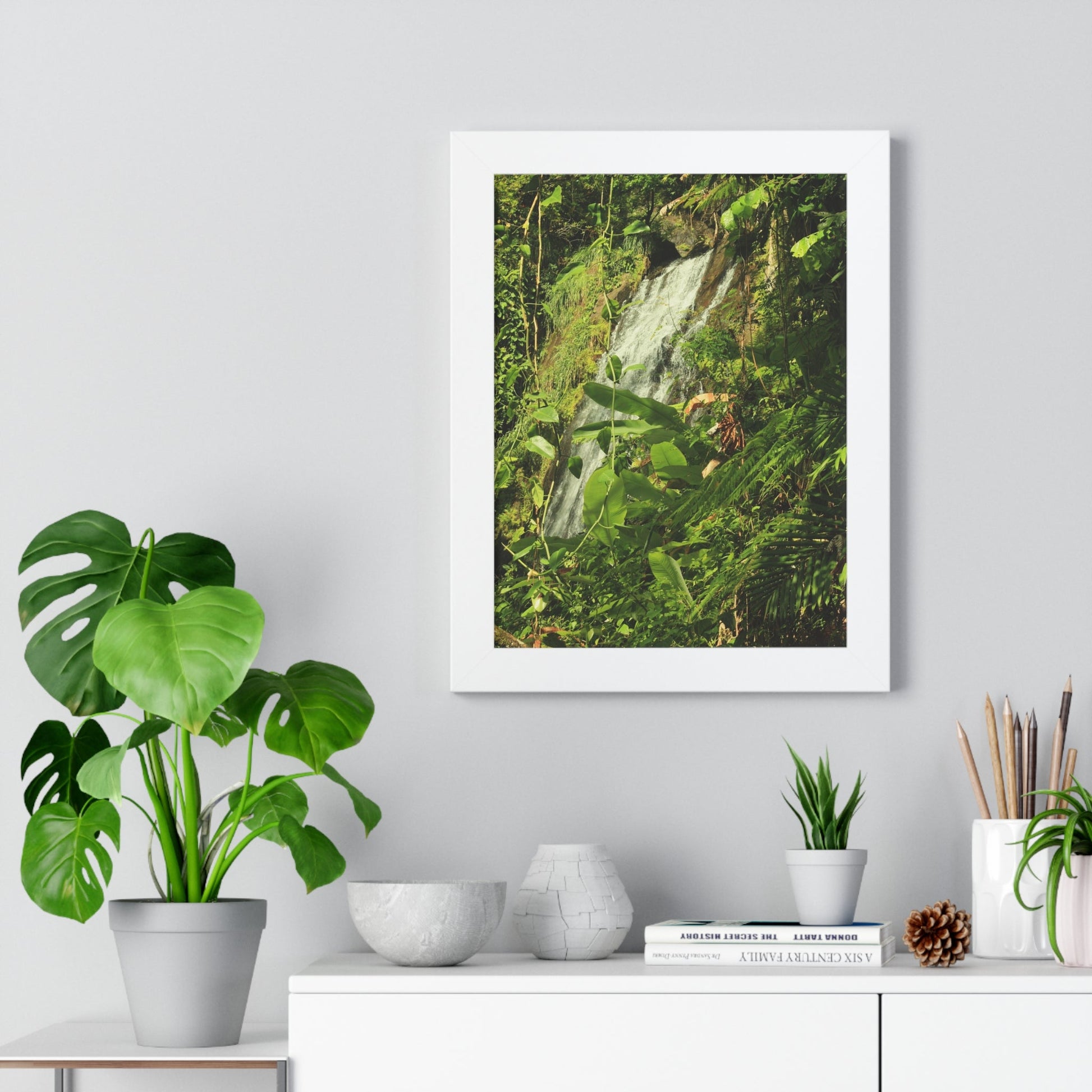 Rainforest Trails & Views - Gallery Canvas Wraps, Framed Vertical Poster - El Yunque National Forest - Puerto Rico - La Coca waterfall sideways - PR 191 - Green Forest Home