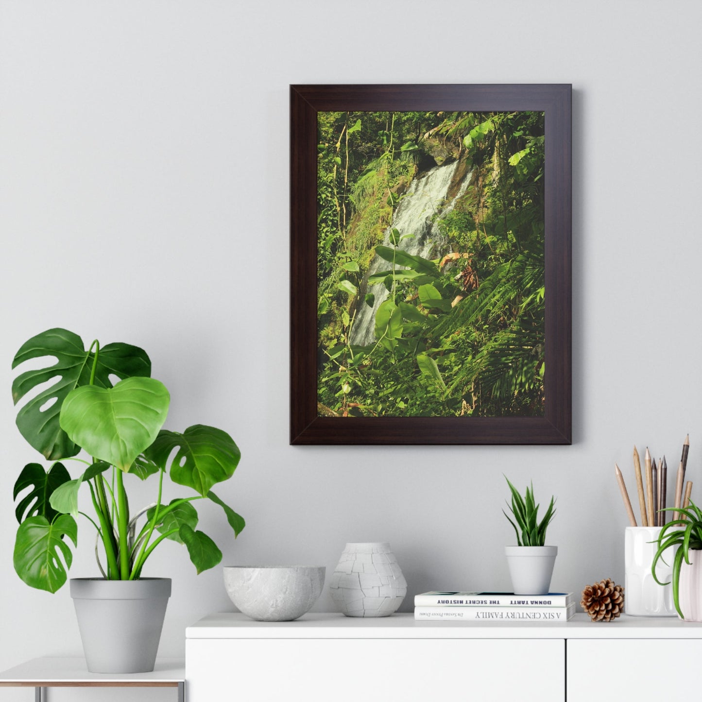 Rainforest Trails & Views - Gallery Canvas Wraps, Framed Vertical Poster - El Yunque National Forest - Puerto Rico - La Coca waterfall sideways - PR 191 - Green Forest Home