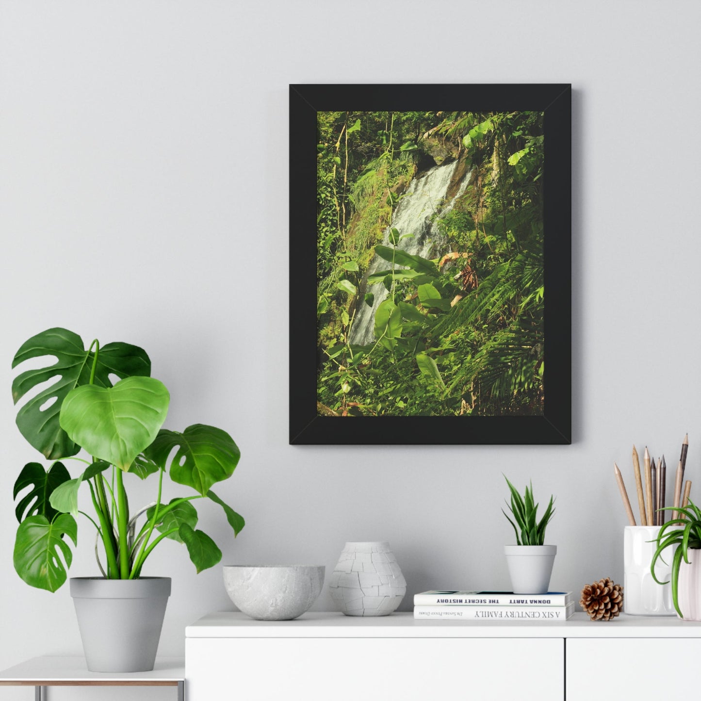 Rainforest Trails & Views - Gallery Canvas Wraps, Framed Vertical Poster - El Yunque National Forest - Puerto Rico - La Coca waterfall sideways - PR 191 - Green Forest Home