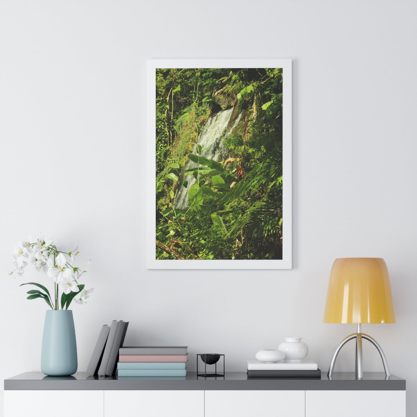 Rainforest Trails & Views - Gallery Canvas Wraps, Framed Vertical Poster - El Yunque National Forest - Puerto Rico - La Coca waterfall sideways - PR 191 - Green Forest Home