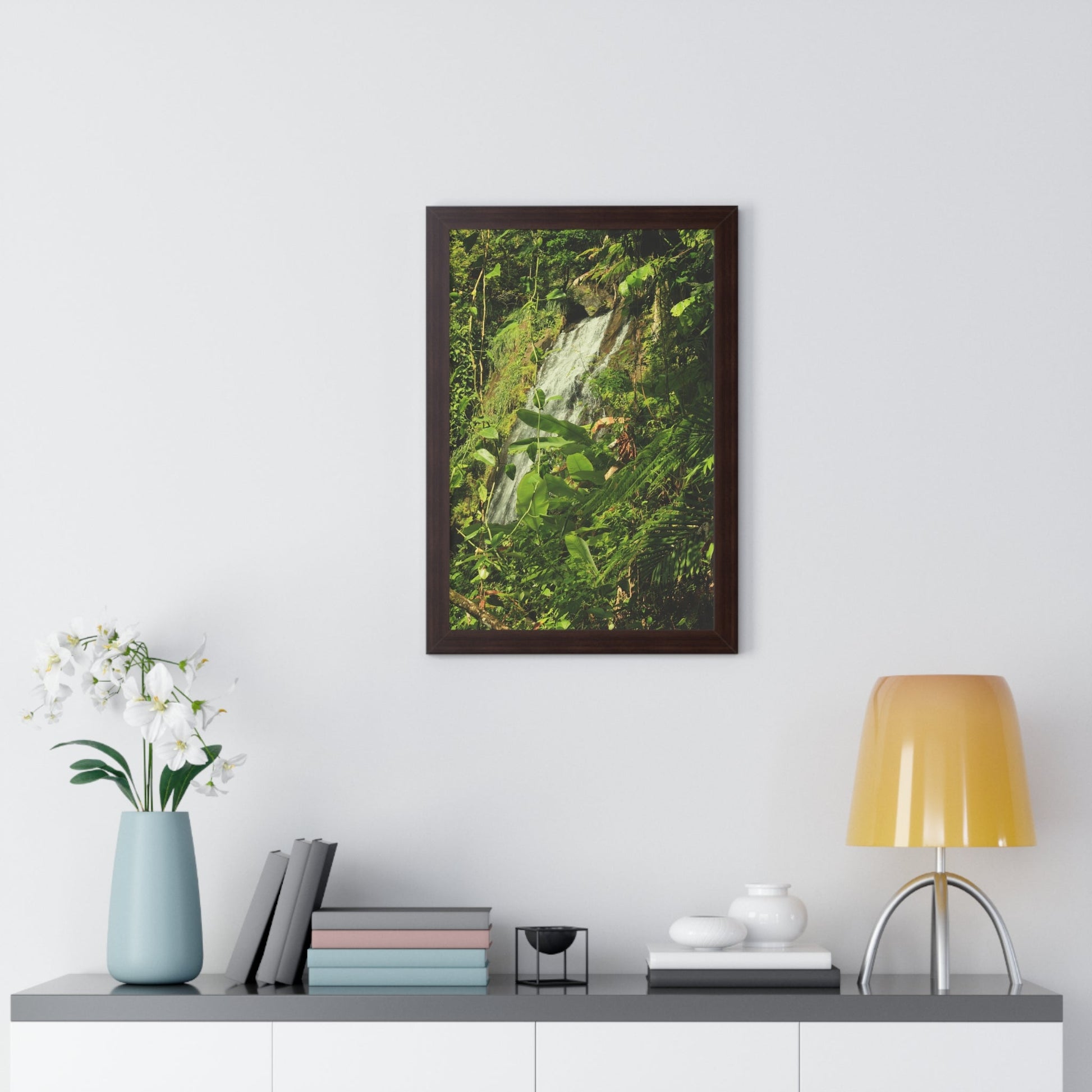 Rainforest Trails & Views - Gallery Canvas Wraps, Framed Vertical Poster - El Yunque National Forest - Puerto Rico - La Coca waterfall sideways - PR 191 - Green Forest Home