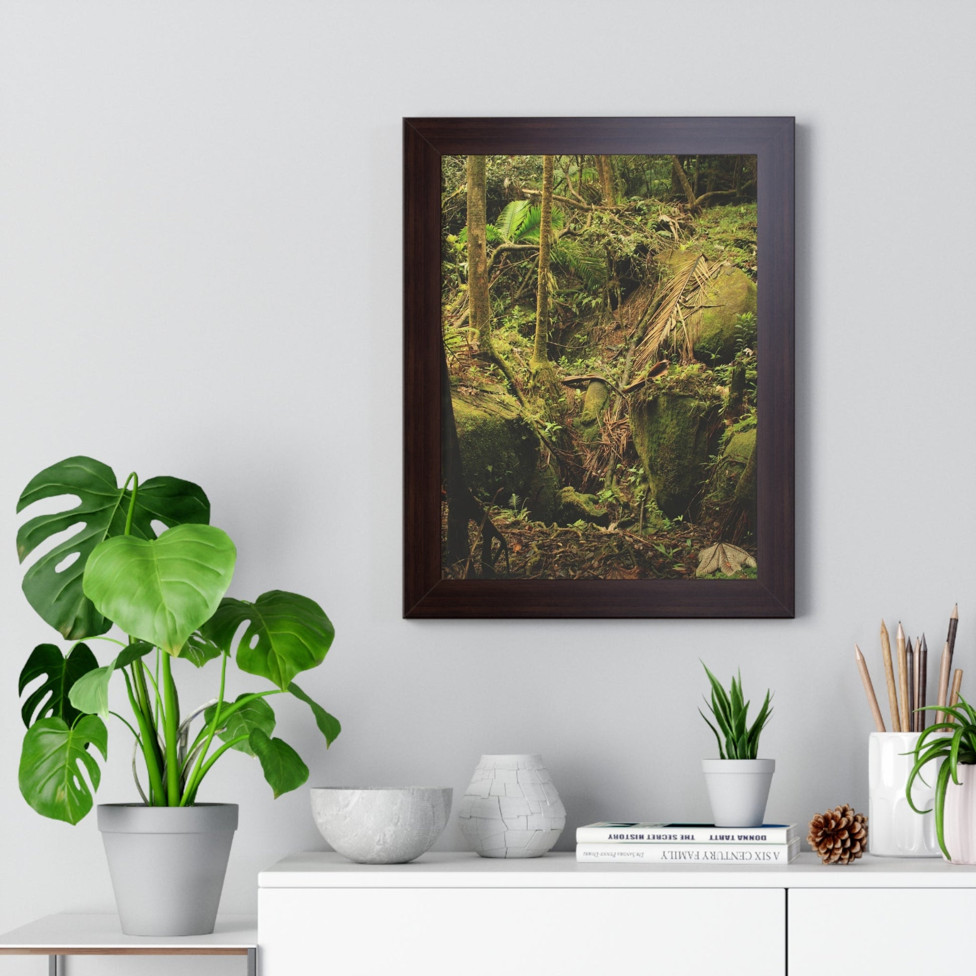 Rainforest Trails & Views - Gallery Canvas Wraps, Framed Vertical Poster - El Yunque National Forest - Puerto Rico - Near Tradewinds - Dangerous drainage holes - Green Forest Home