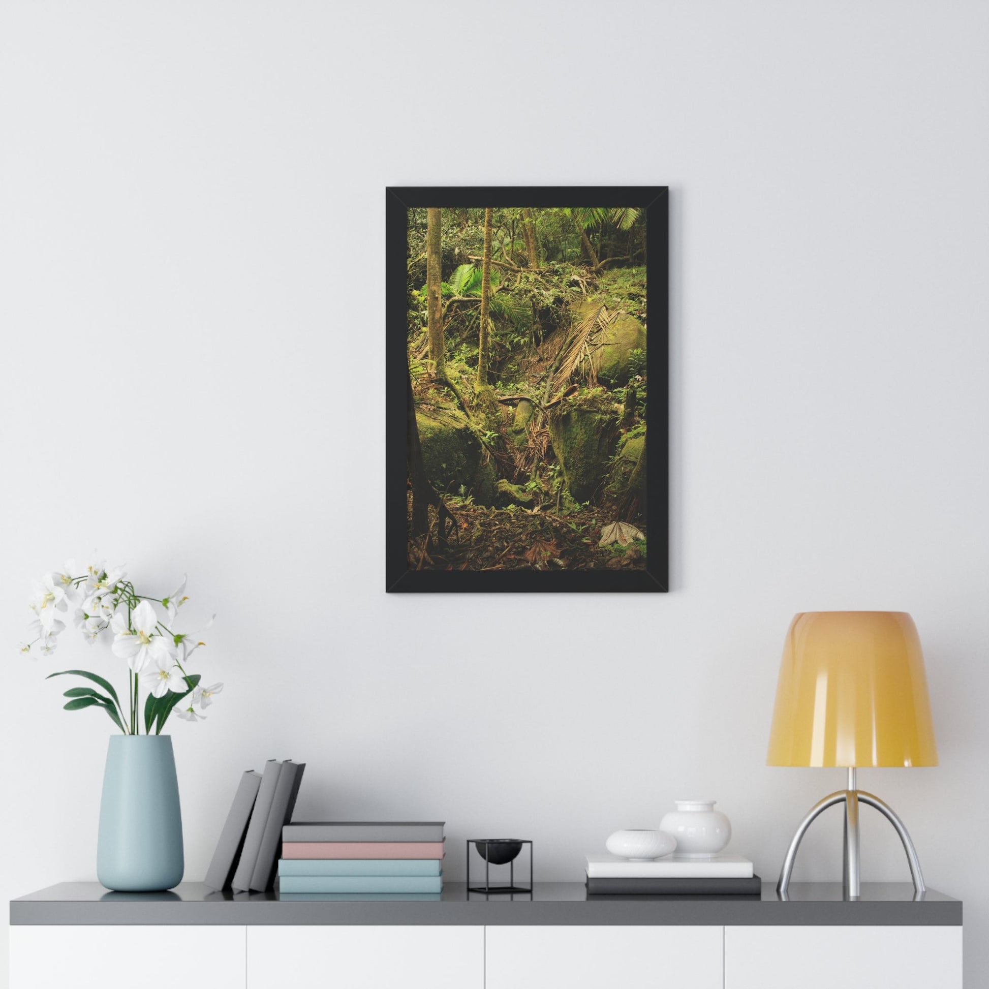 Rainforest Trails & Views - Gallery Canvas Wraps, Framed Vertical Poster - El Yunque National Forest - Puerto Rico - Near Tradewinds - Dangerous drainage holes - Green Forest Home