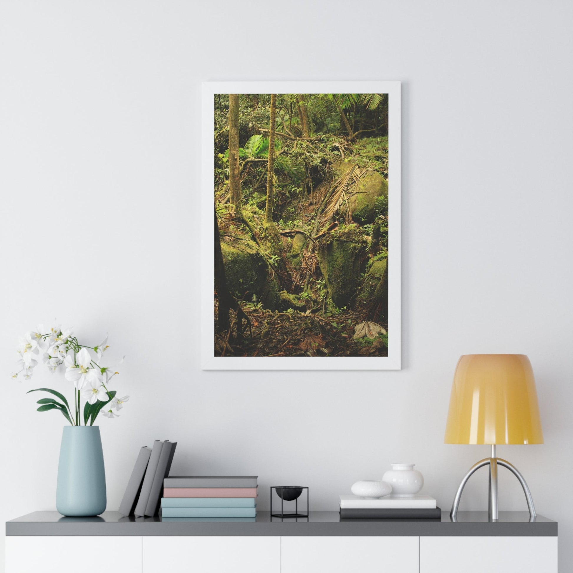 Rainforest Trails & Views - Gallery Canvas Wraps, Framed Vertical Poster - El Yunque National Forest - Puerto Rico - Near Tradewinds - Dangerous drainage holes - Green Forest Home