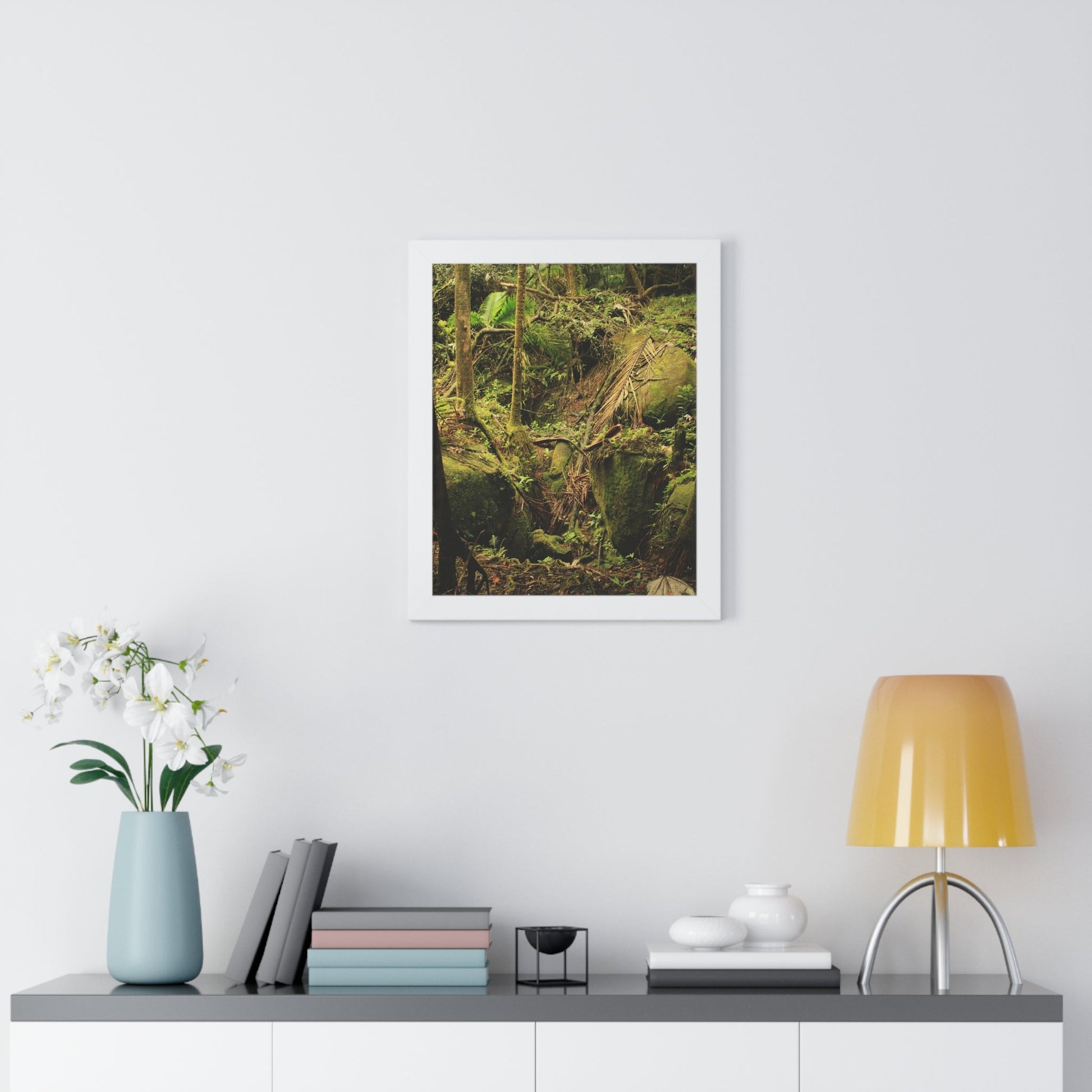 Rainforest Trails & Views - Gallery Canvas Wraps, Framed Vertical Poster - El Yunque National Forest - Puerto Rico - Near Tradewinds - Dangerous drainage holes - Green Forest Home