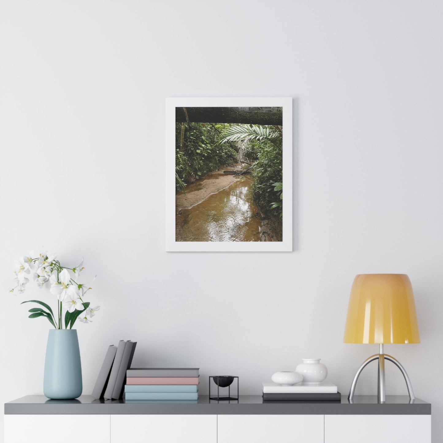 Rainforest Trails & Views - Gallery Canvas Wraps, Framed Vertical Poster - El Yunque National Forest - Puerto Rico -- Rio Sabana Trail & River - Green Forest Home