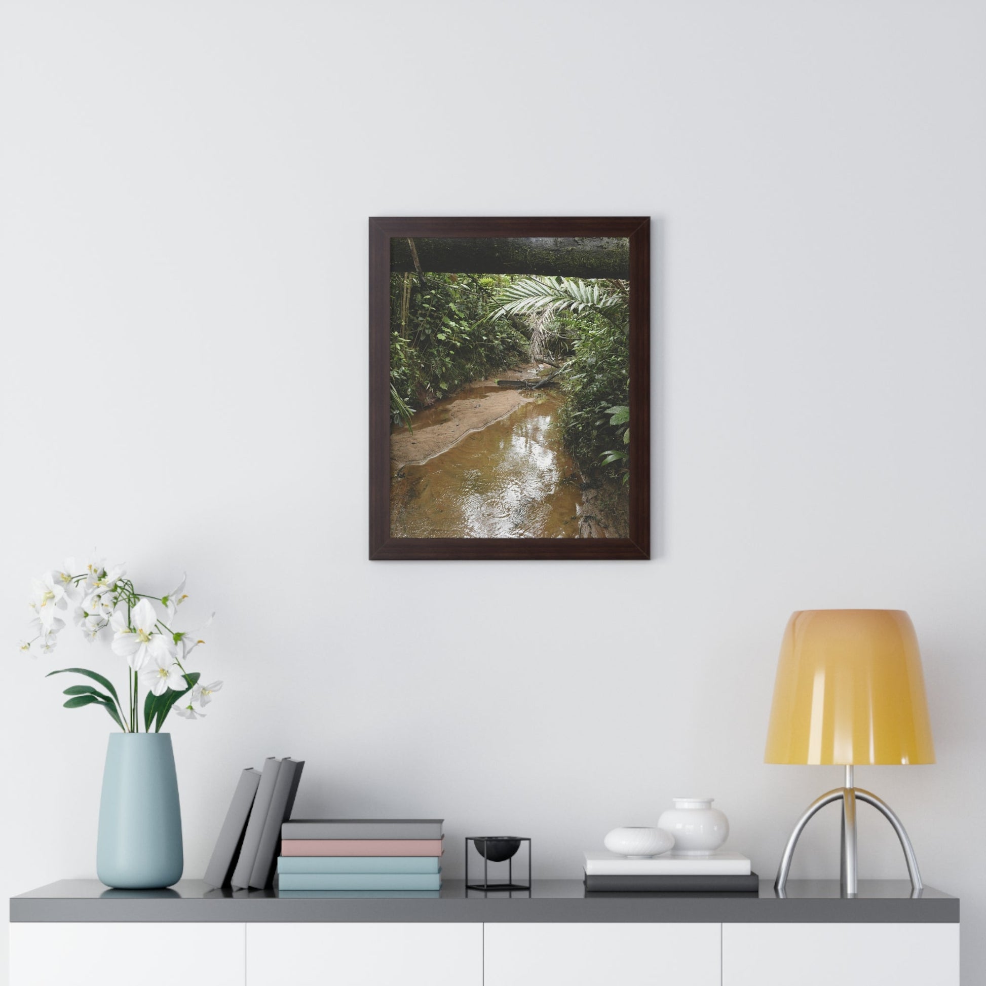 Rainforest Trails & Views - Gallery Canvas Wraps, Framed Vertical Poster - El Yunque National Forest - Puerto Rico -- Rio Sabana Trail & River - Green Forest Home