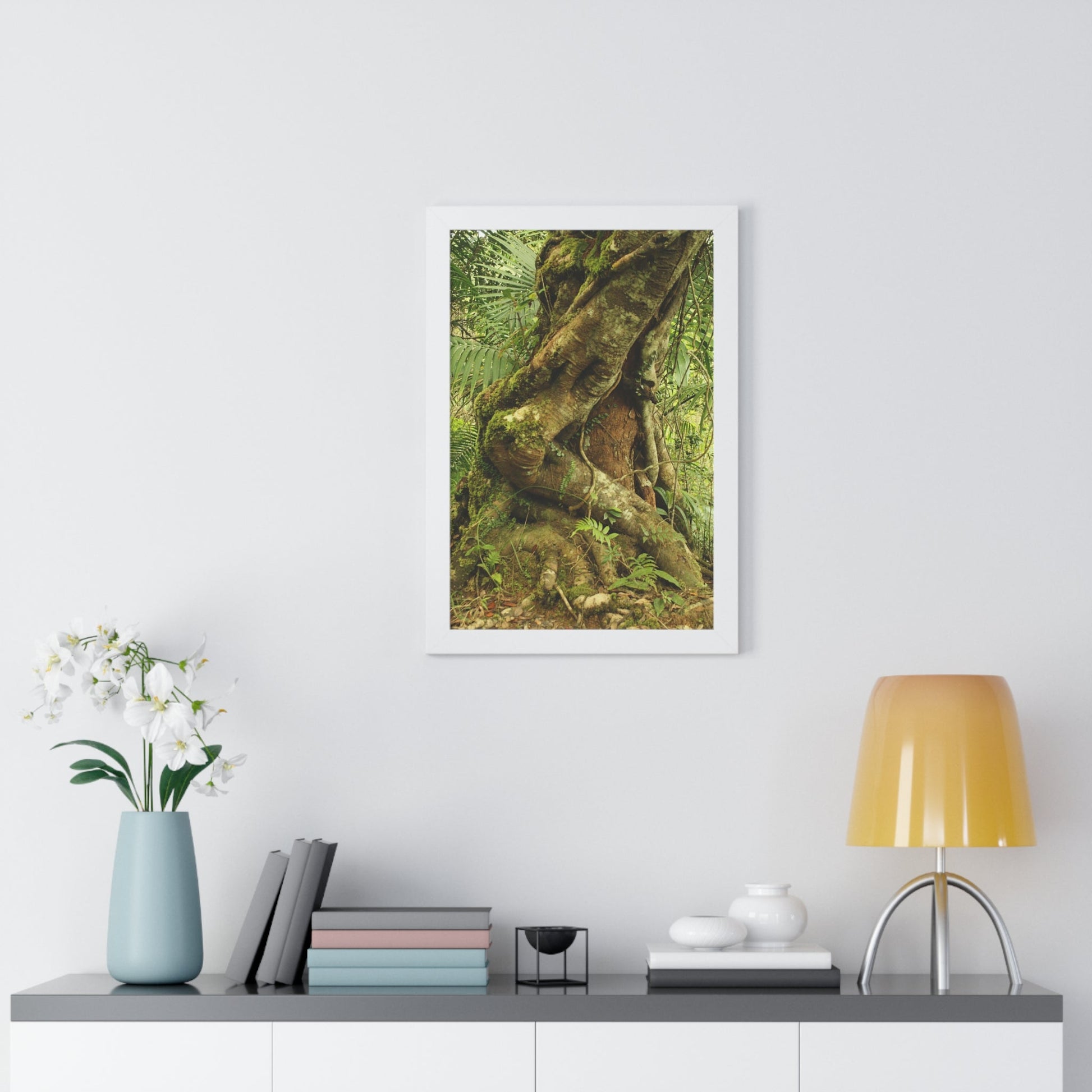 Rainforest Trails & Views - Gallery Canvas Wraps, Framed Vertical Poster - El Yunque National Forest - Puerto Rico - Tradewinds trail decomposing tree - Green Forest Home