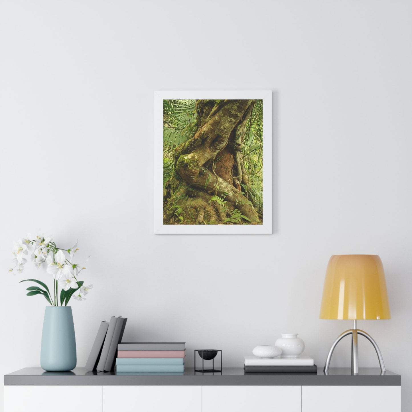 Rainforest Trails & Views - Gallery Canvas Wraps, Framed Vertical Poster - El Yunque National Forest - Puerto Rico - Tradewinds trail decomposing tree - Green Forest Home