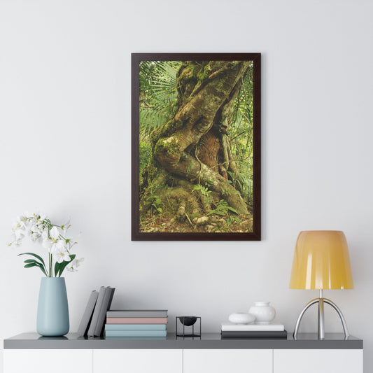 Rainforest Trails & Views - Gallery Canvas Wraps, Framed Vertical Poster - El Yunque National Forest - Puerto Rico - Tradewinds trail decomposing tree - Green Forest Home