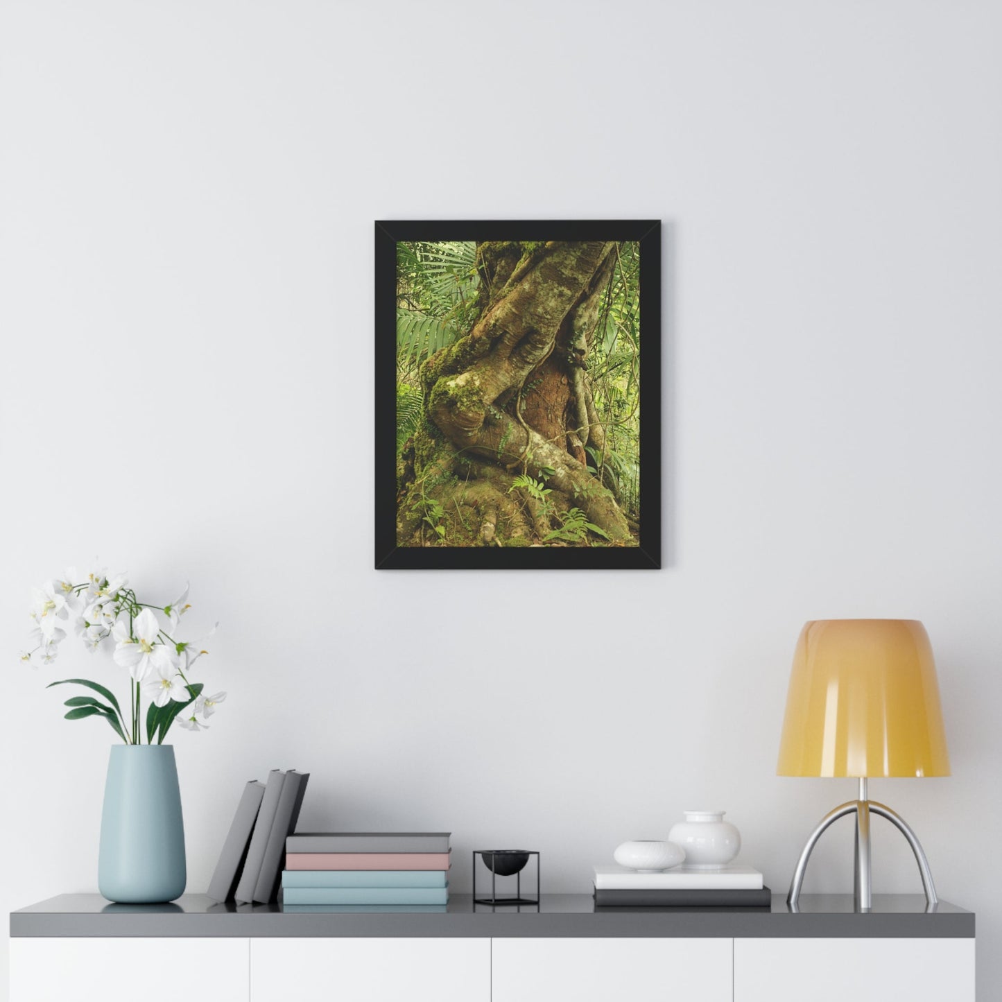 Rainforest Trails & Views - Gallery Canvas Wraps, Framed Vertical Poster - El Yunque National Forest - Puerto Rico - Tradewinds trail decomposing tree - Green Forest Home