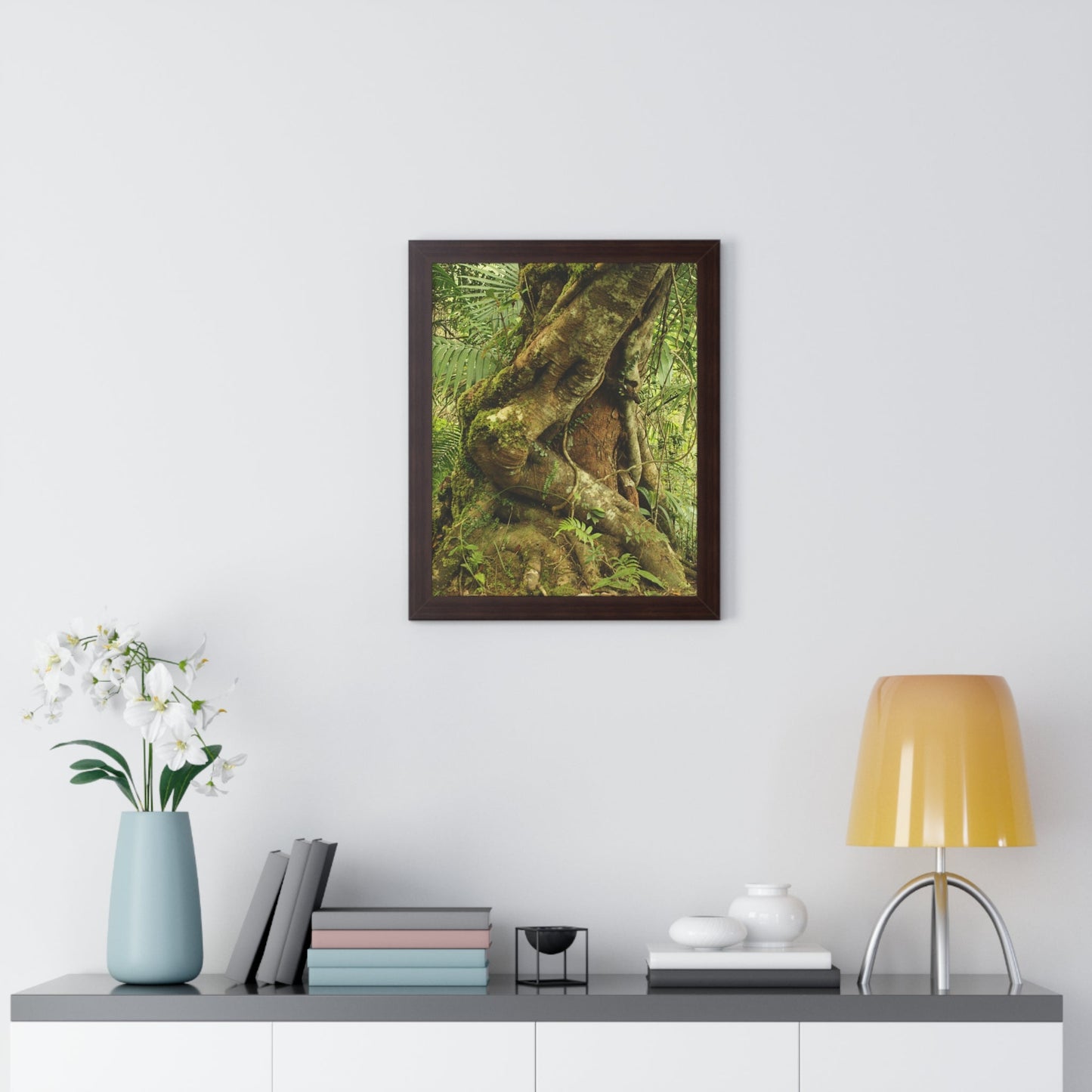 Rainforest Trails & Views - Gallery Canvas Wraps, Framed Vertical Poster - El Yunque National Forest - Puerto Rico - Tradewinds trail decomposing tree - Green Forest Home