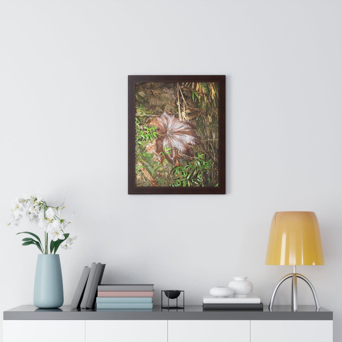 Rainforest Trails & Views - Gallery Canvas Wraps, Framed Vertical Poster - El Yunque National Forest - Puerto Rico - Tradewinds trail - Yagrumo leaf - Green Forest Home