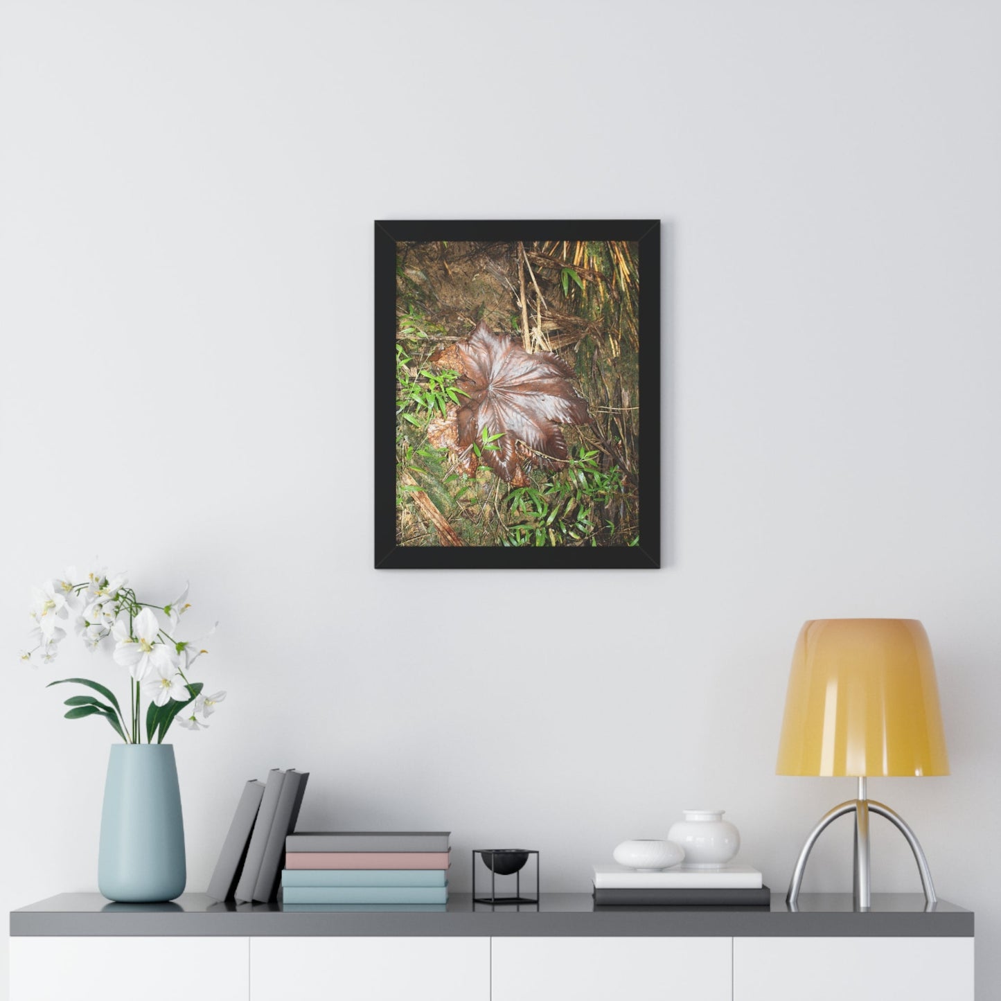 Rainforest Trails & Views - Gallery Canvas Wraps, Framed Vertical Poster - El Yunque National Forest - Puerto Rico - Tradewinds trail - Yagrumo leaf - Green Forest Home