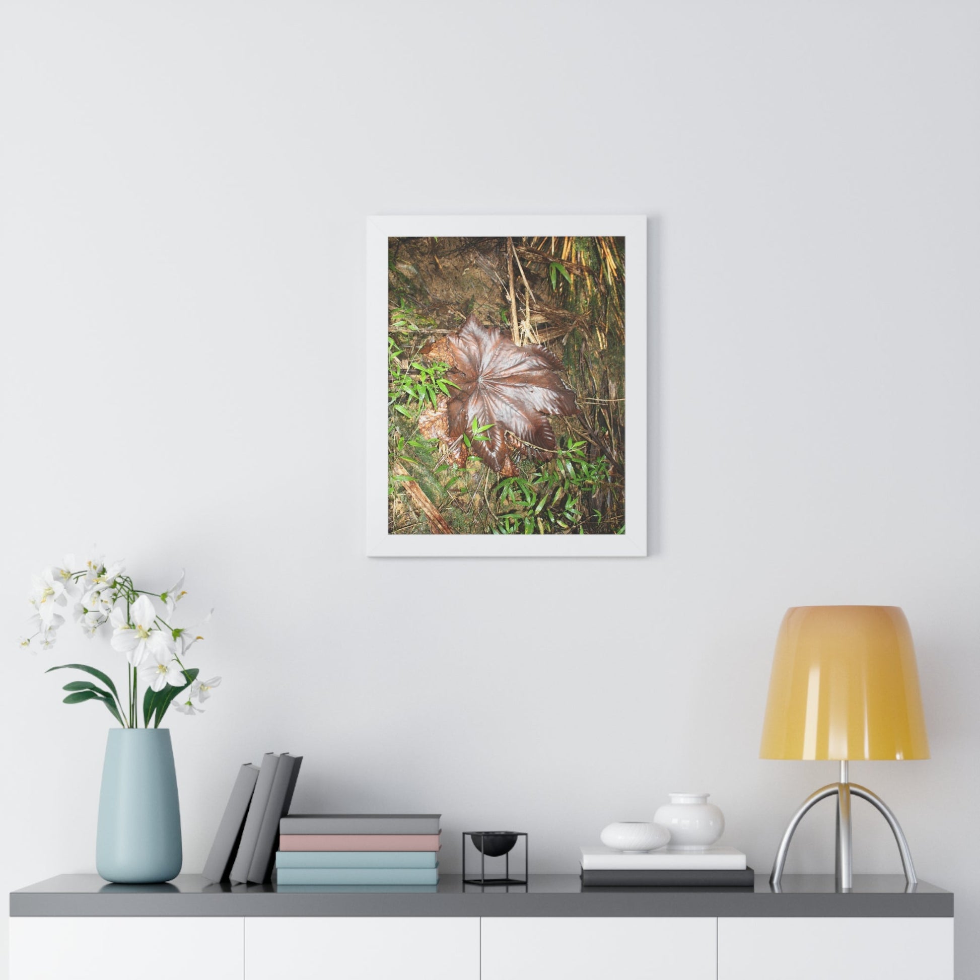 Rainforest Trails & Views - Gallery Canvas Wraps, Framed Vertical Poster - El Yunque National Forest - Puerto Rico - Tradewinds trail - Yagrumo leaf - Green Forest Home