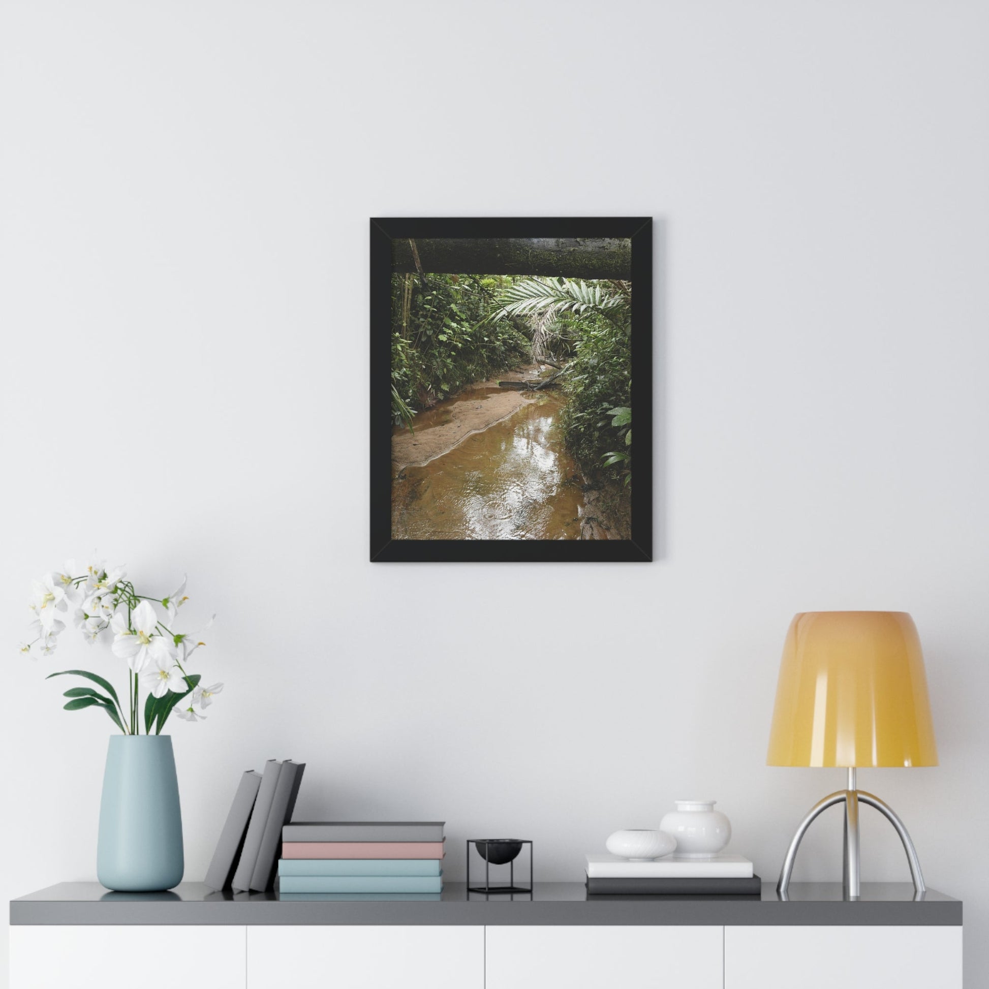 Rainforest Trails & Views - Gallery Canvas Wraps, Framed Vertical Poster - El Yunque National Forest - Puerto Rico -- Upper Rio Sabana River - Green Forest Home