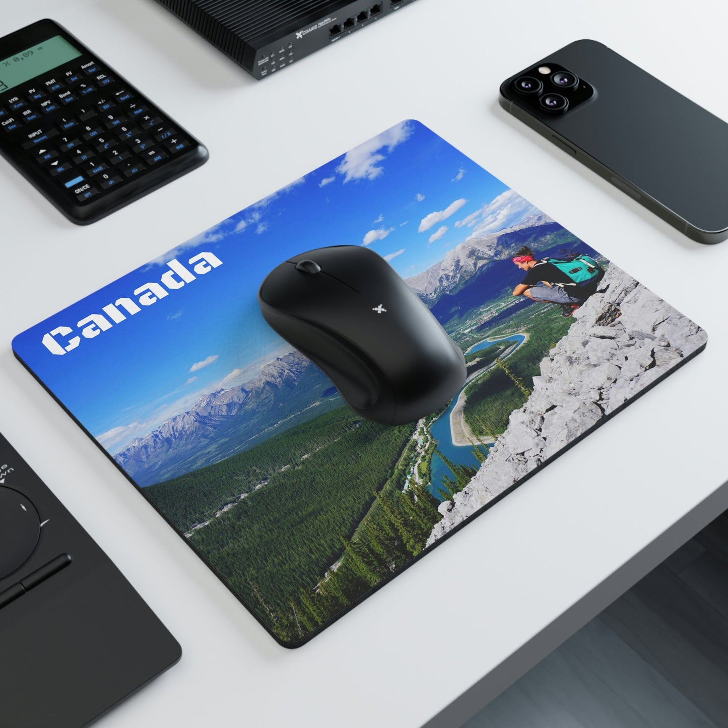 Rectangular Mouse Pad - Views from Ha Ling Peak, short hike in Canmore, Canada - Printed in Canada - Green Forest Home