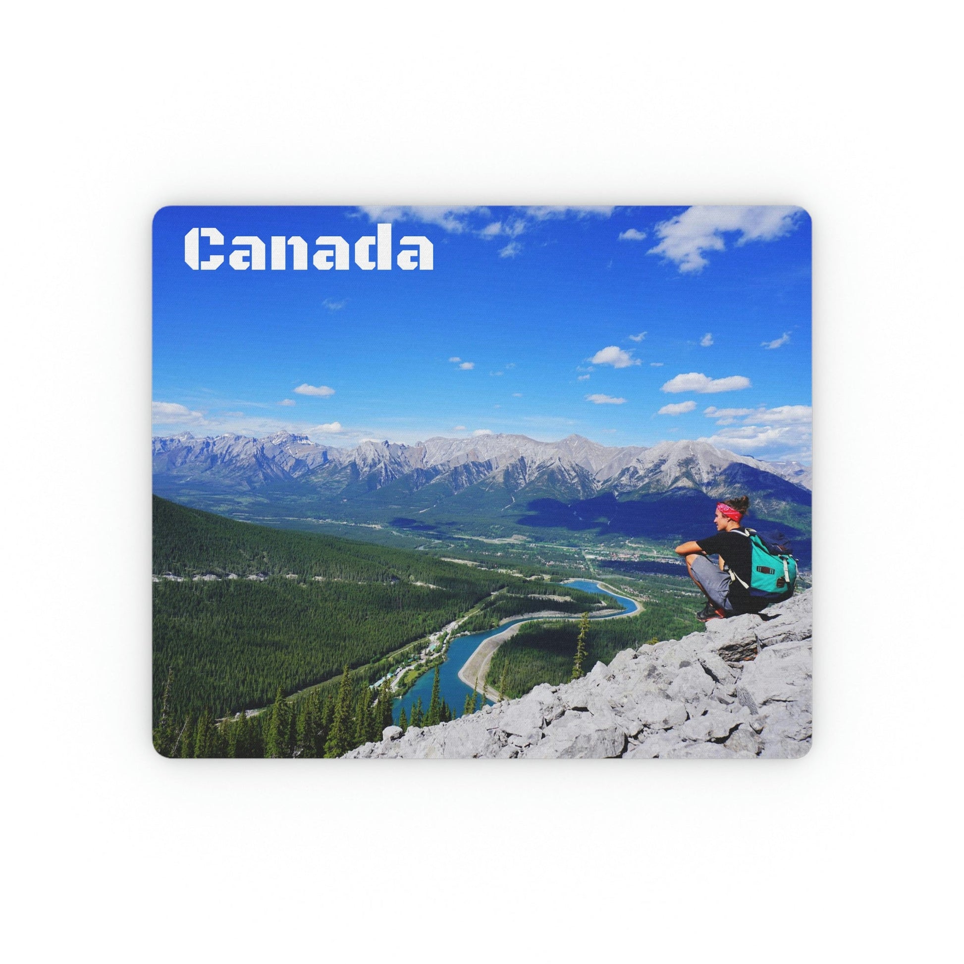 Rectangular Mouse Pad - Views from Ha Ling Peak, short hike in Canmore, Canada - Printed in Canada - Green Forest Home