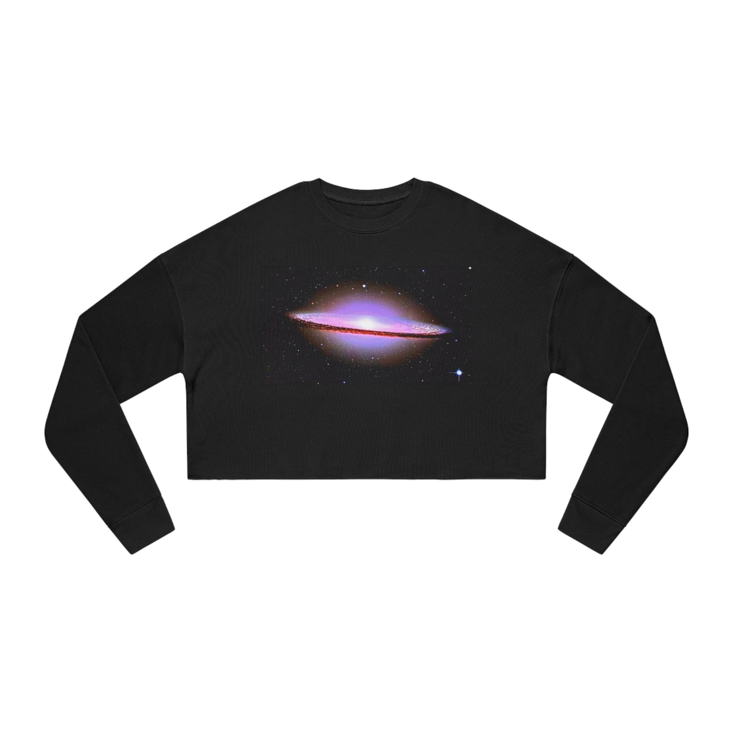 Relaxed Smooth Fleece - Bella+Canva 7503 - Women's Cropped Sweatshirt - Hubble Telescope El Sombrero Galaxy - US Made - Green Forest Home