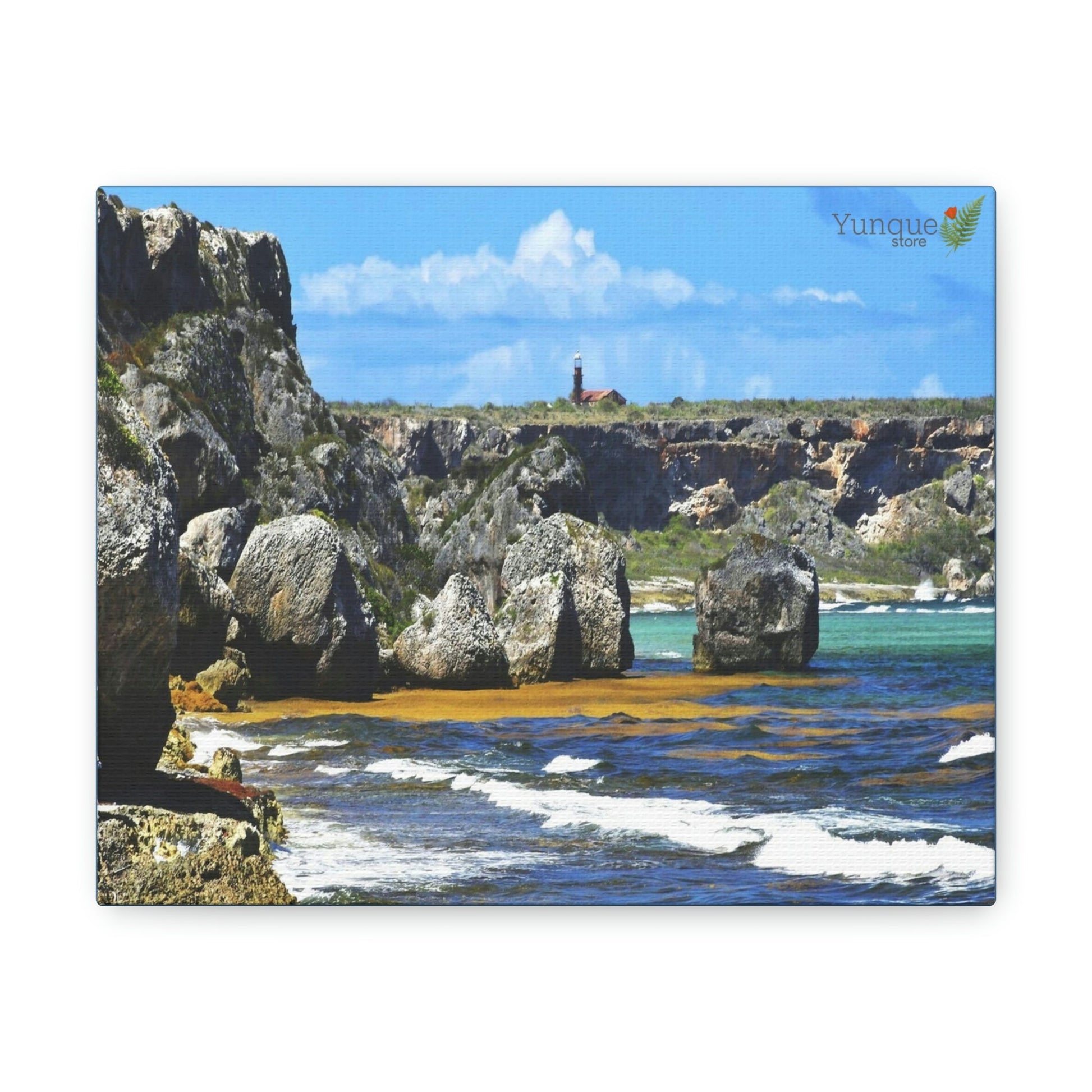 SALE - US print - Canvas Gallery Wraps - Awesome quality canvas of Pajaros Beach in Mona island with vew of Lighthouse - Green Forest Home