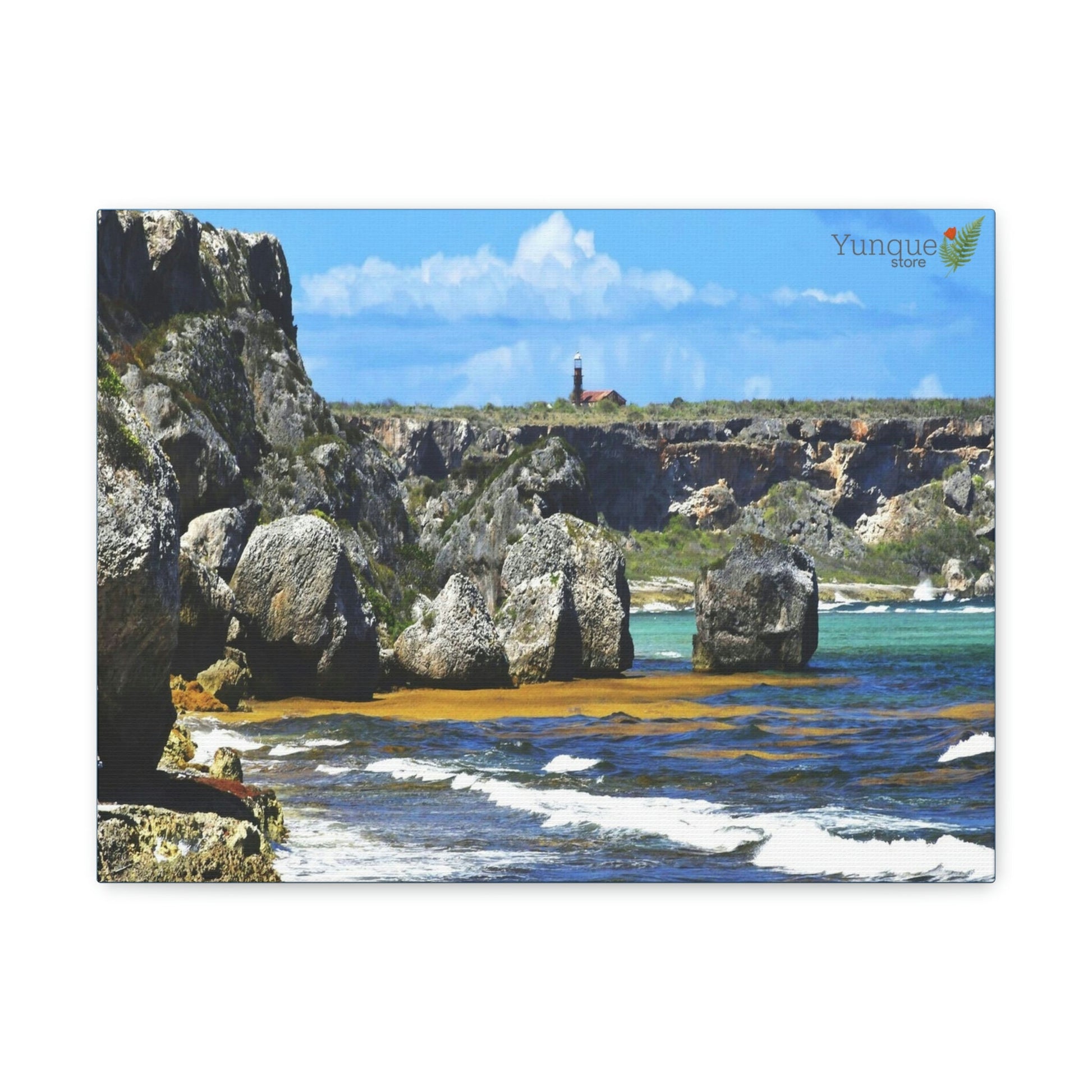 SALE - US print - Canvas Gallery Wraps - Awesome quality canvas of Pajaros Beach in Mona island with vew of Lighthouse - Green Forest Home