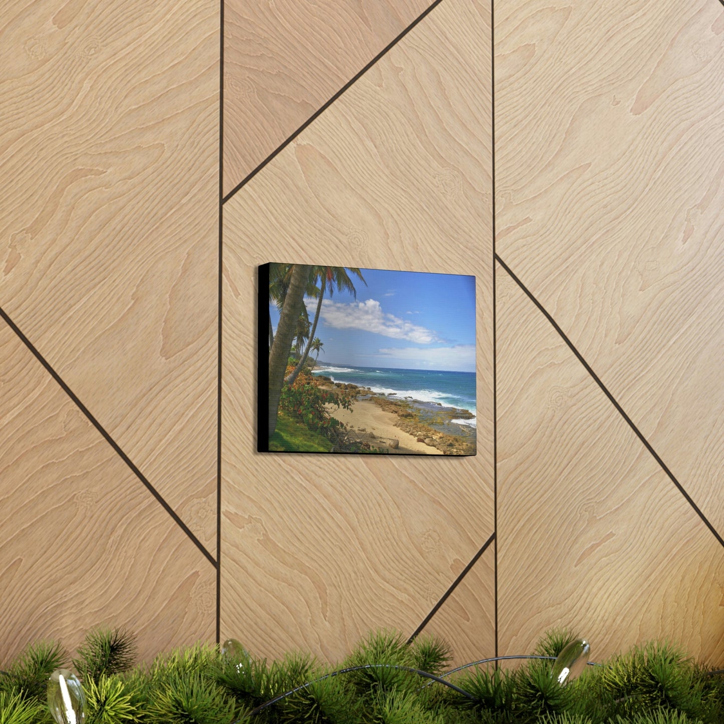 SMALL Canvas Gallery Wraps - Made in USA - Paradise like Tropical beach near Arecibo PR - Green Forest Home