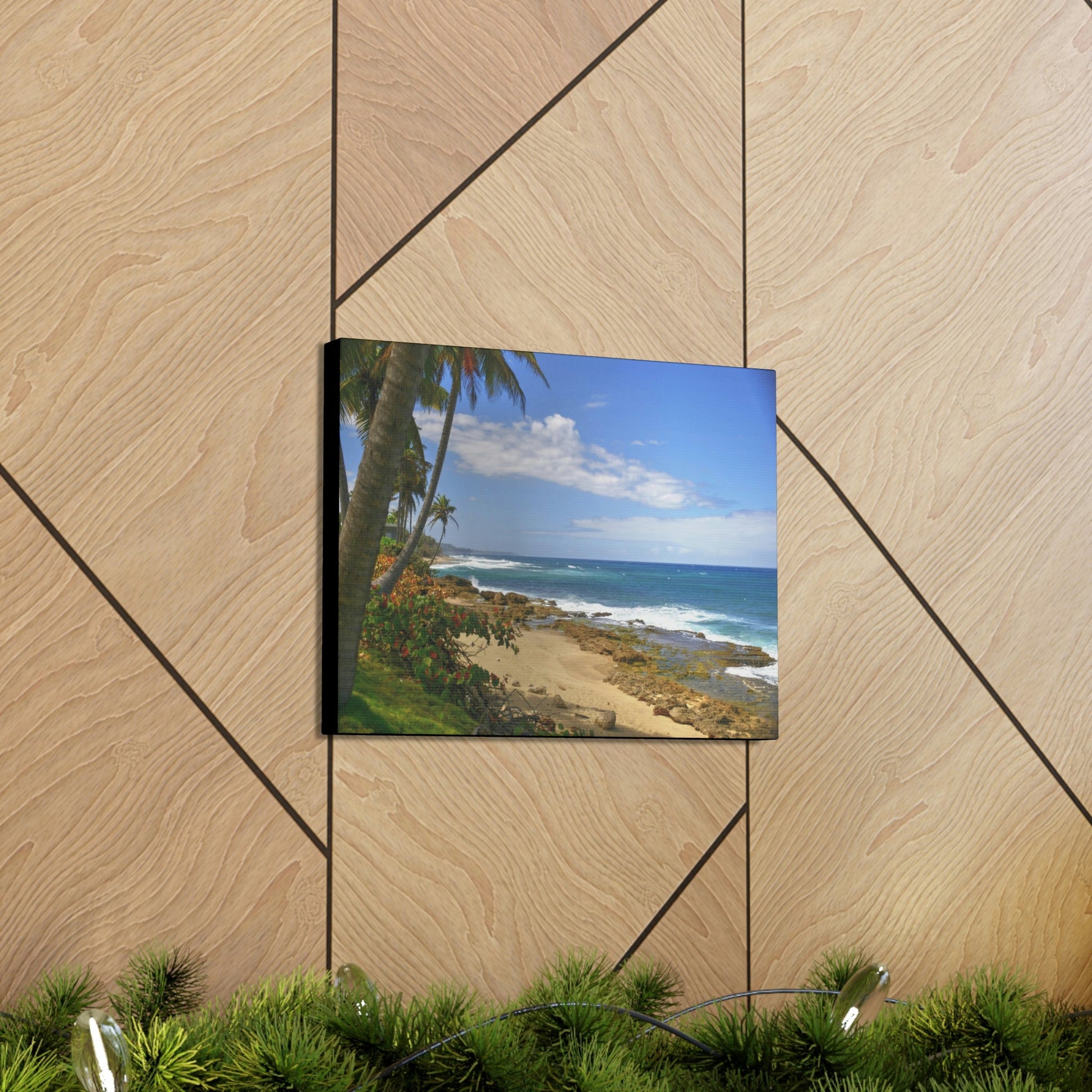 SMALL Canvas Gallery Wraps - Made in USA - Paradise like Tropical beach near Arecibo PR - Green Forest Home