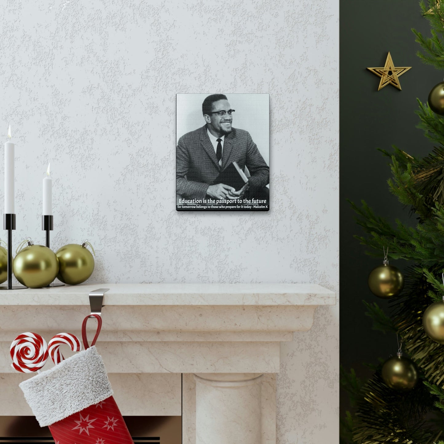 SMALL Canvas Gallery Wraps - The great leader Malcolm X - Green Forest Home