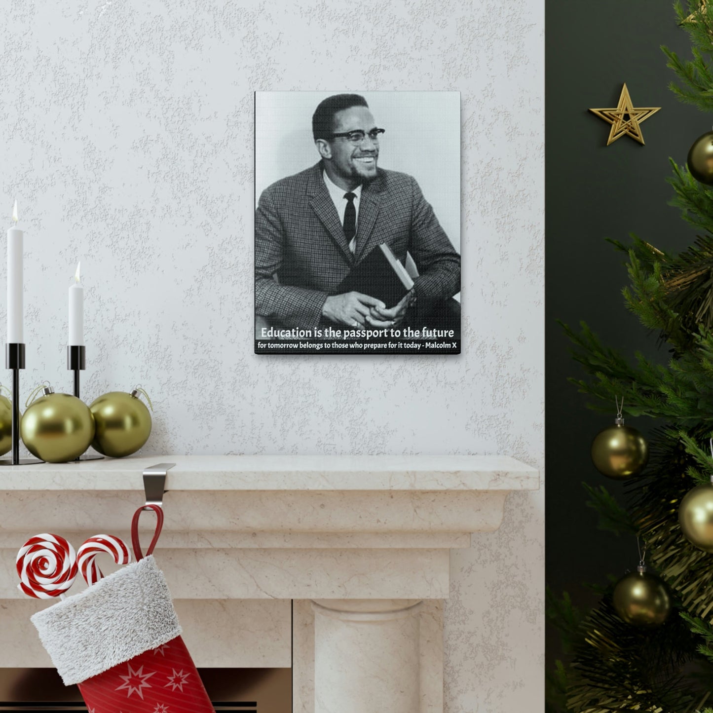 SMALL Canvas Gallery Wraps - The great leader Malcolm X - Green Forest Home