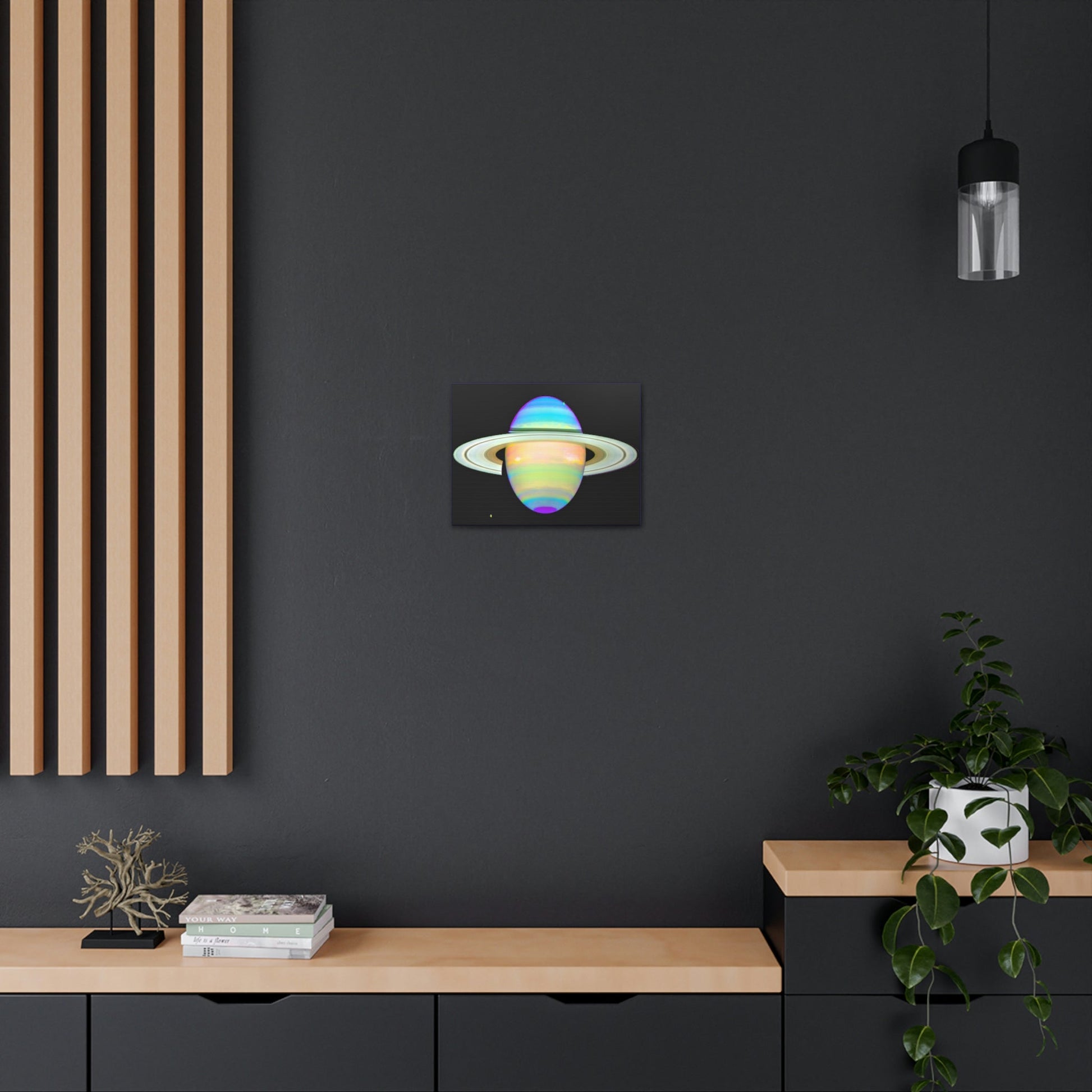 SPACE - Canvas Gallery Wrap - The Planet Saturn - INFRARED image - Hubble telescope NASA - Green Forest Home