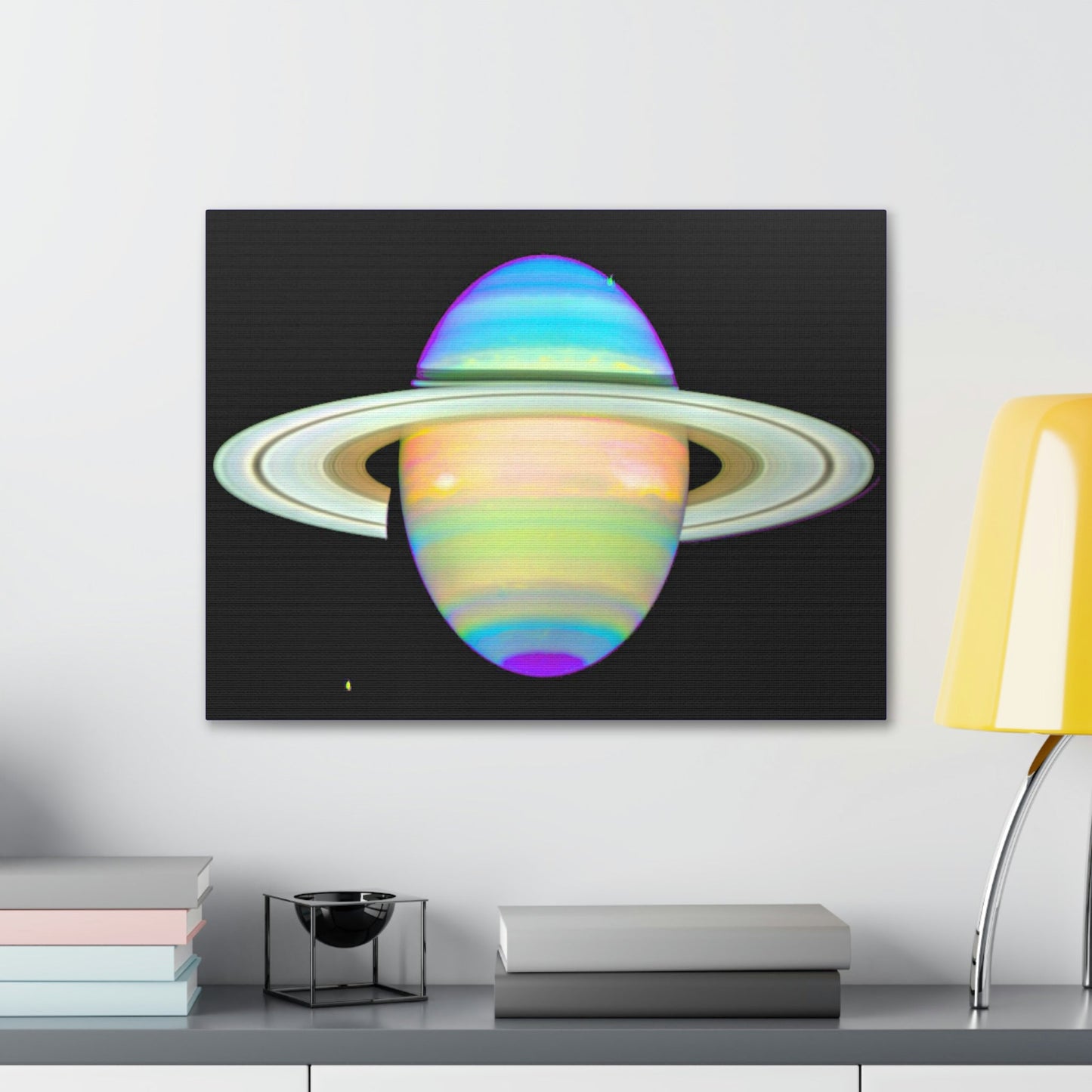 SPACE - Canvas Gallery Wrap - The Planet Saturn - INFRARED image - Hubble telescope NASA - Green Forest Home