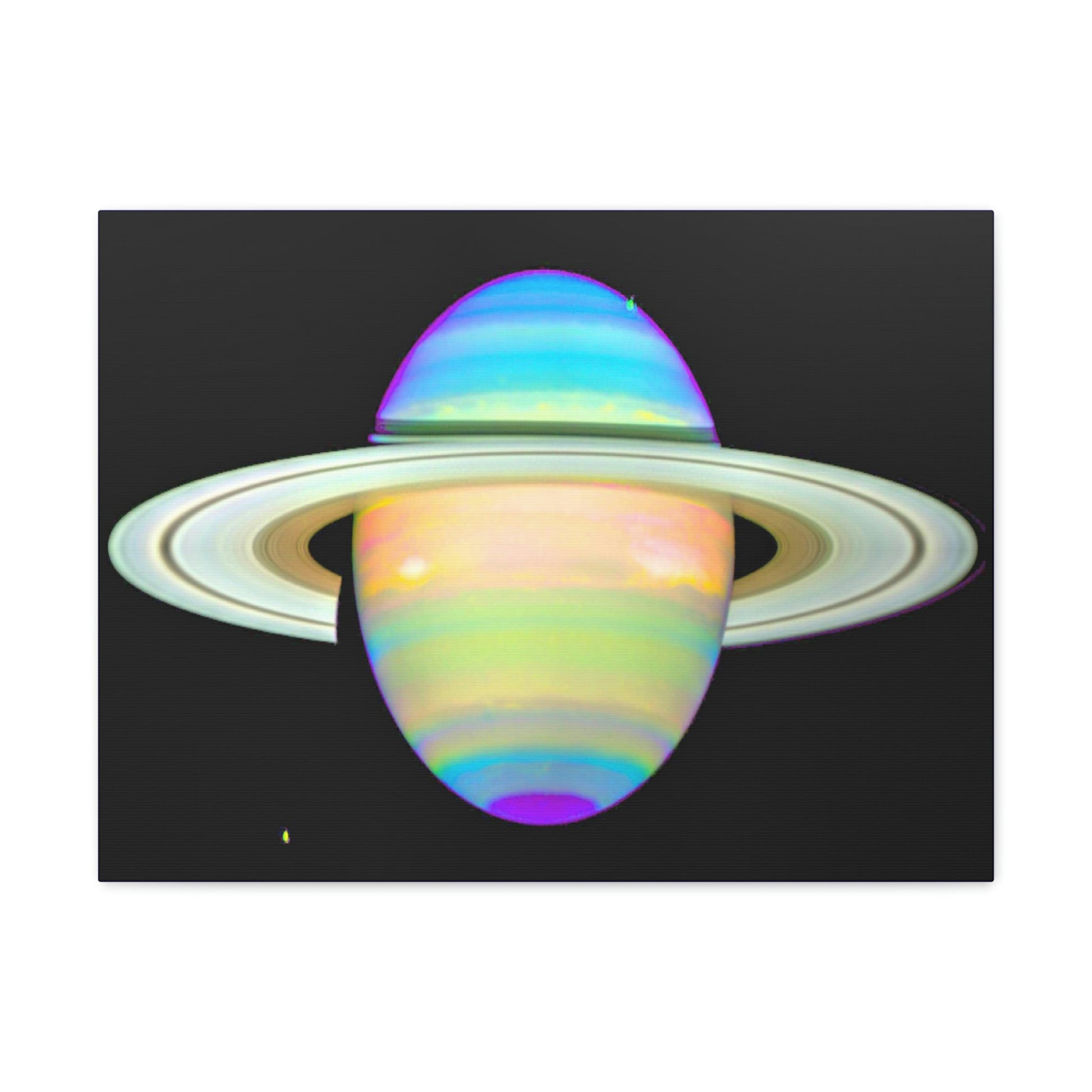 SPACE - Canvas Gallery Wrap - The Planet Saturn - INFRARED image - Hubble telescope NASA - Green Forest Home