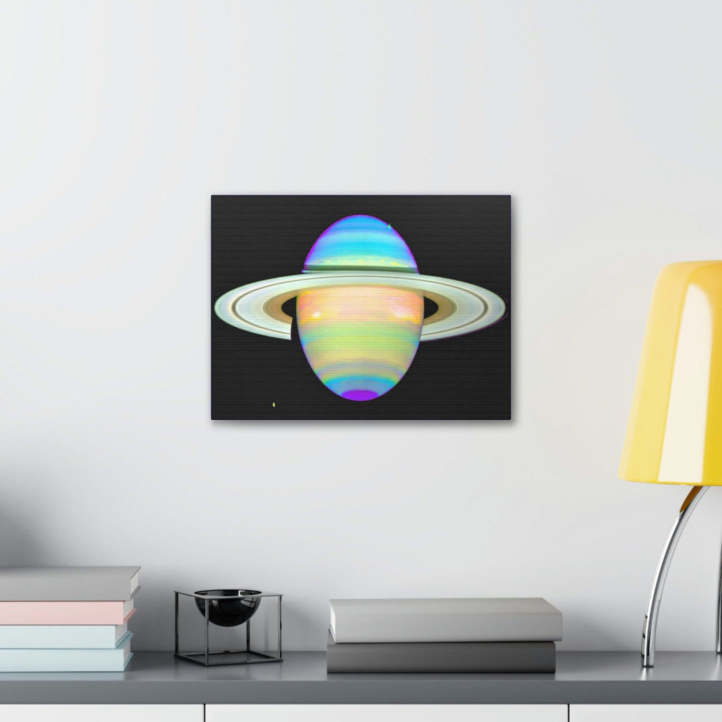 SPACE - Canvas Gallery Wrap - The Planet Saturn - INFRARED image - Hubble telescope NASA - Green Forest Home