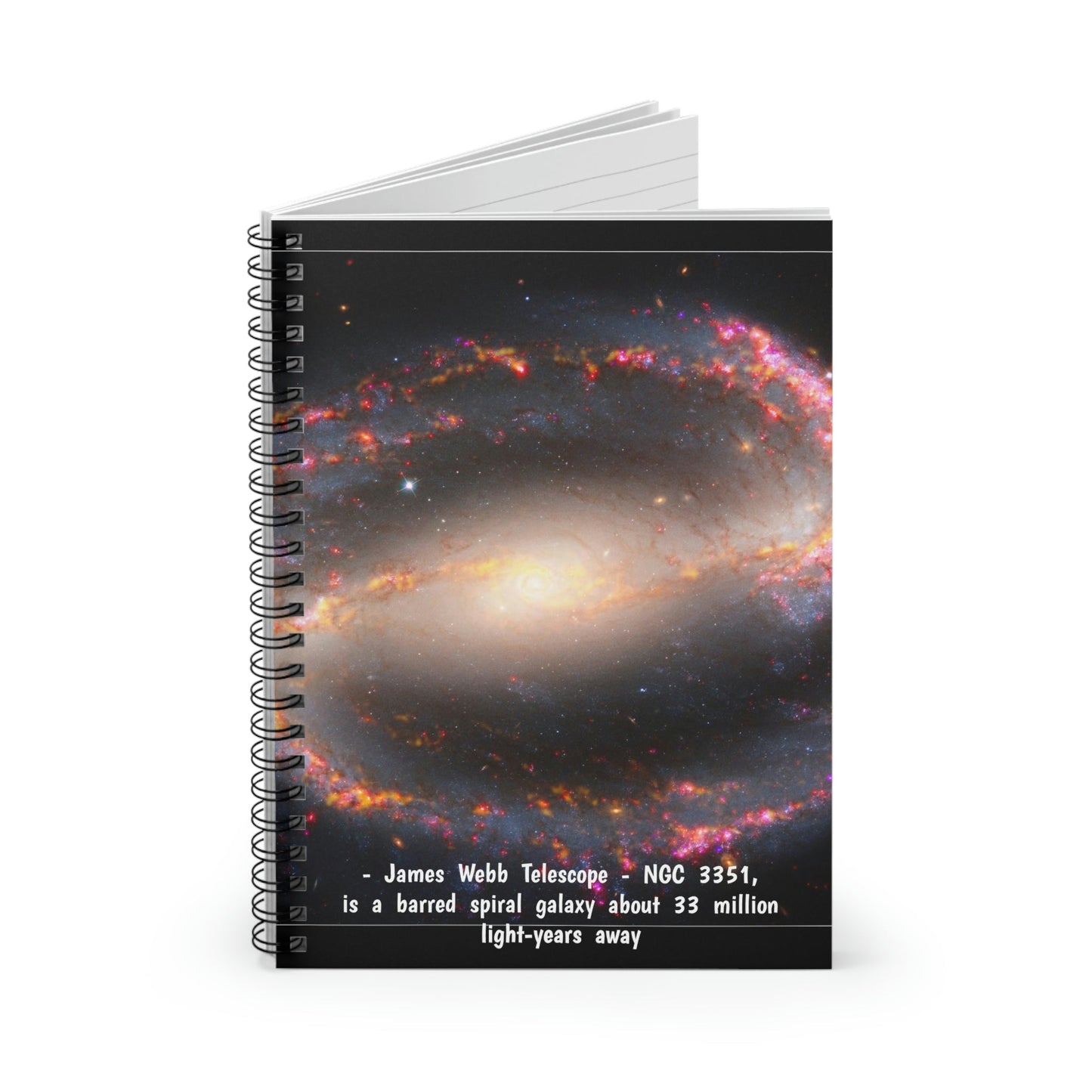 Spiral Notebook - Ruled Line - James Webb Telescope - NGC 3351, is a barred spiral galaxy about 33 million light-years away - Green Forest Home