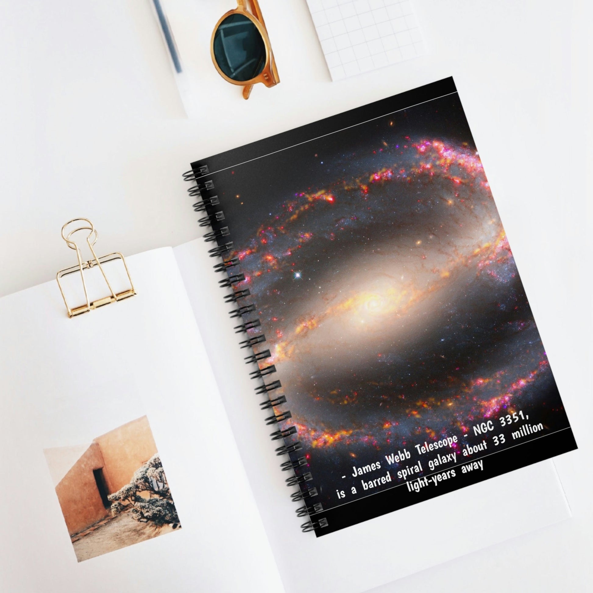 Spiral Notebook - Ruled Line - James Webb Telescope - NGC 3351, is a barred spiral galaxy about 33 million light-years away - Green Forest Home