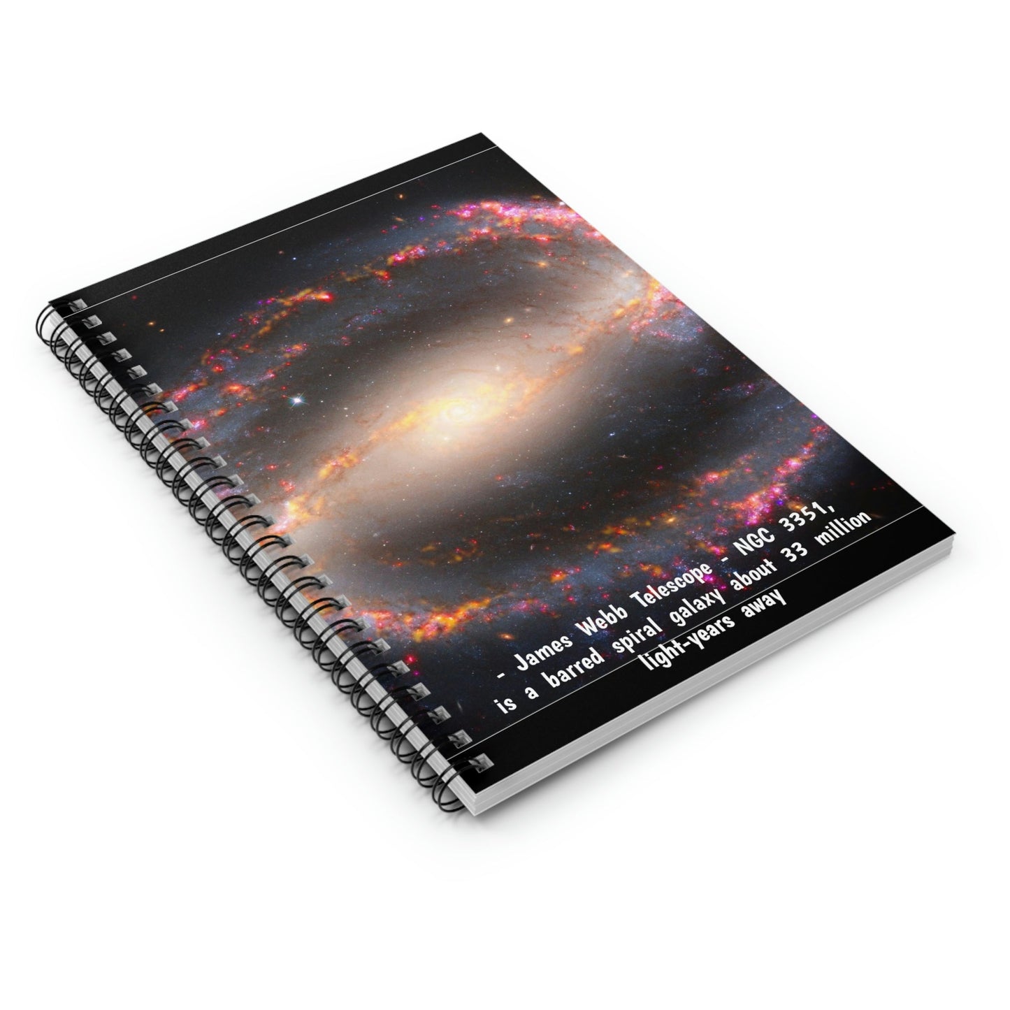 Spiral Notebook - Ruled Line - James Webb Telescope - NGC 3351, is a barred spiral galaxy about 33 million light-years away - Green Forest Home